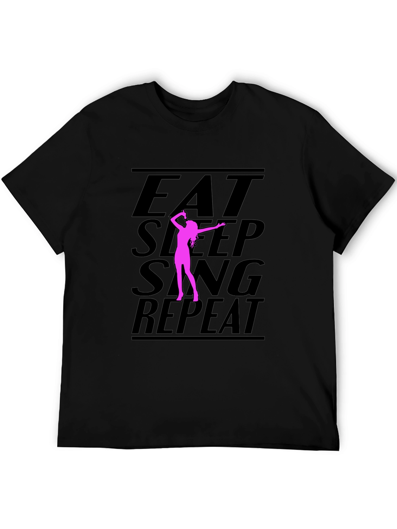 Eat Sleep Sing Repeat Black Graphic Tee