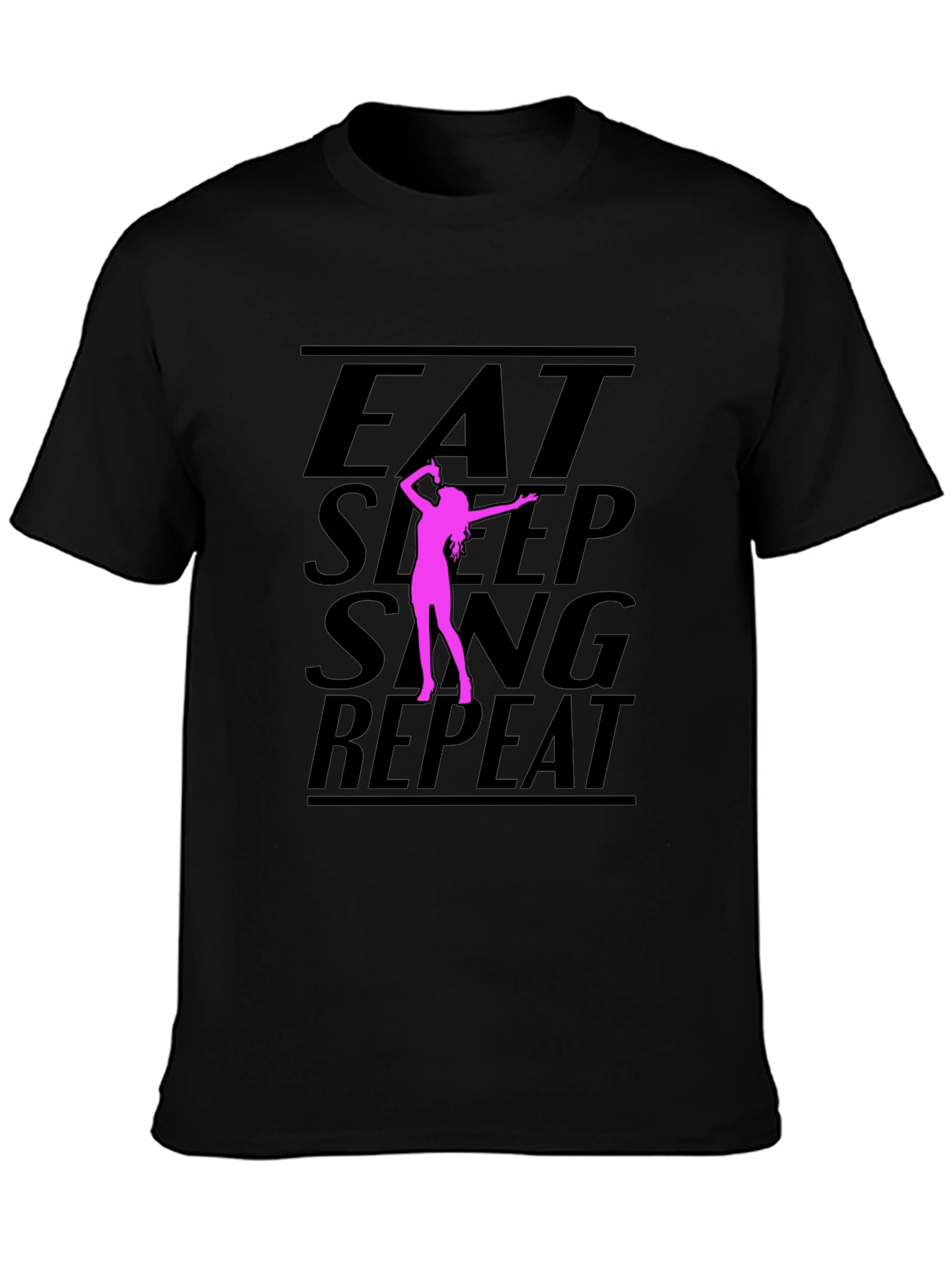 Eat Sleep Sing Repeat Black Graphic Tee