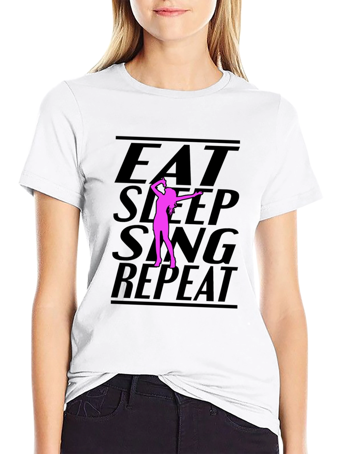 Eat Sleep Sing Repeat Black Graphic Tee