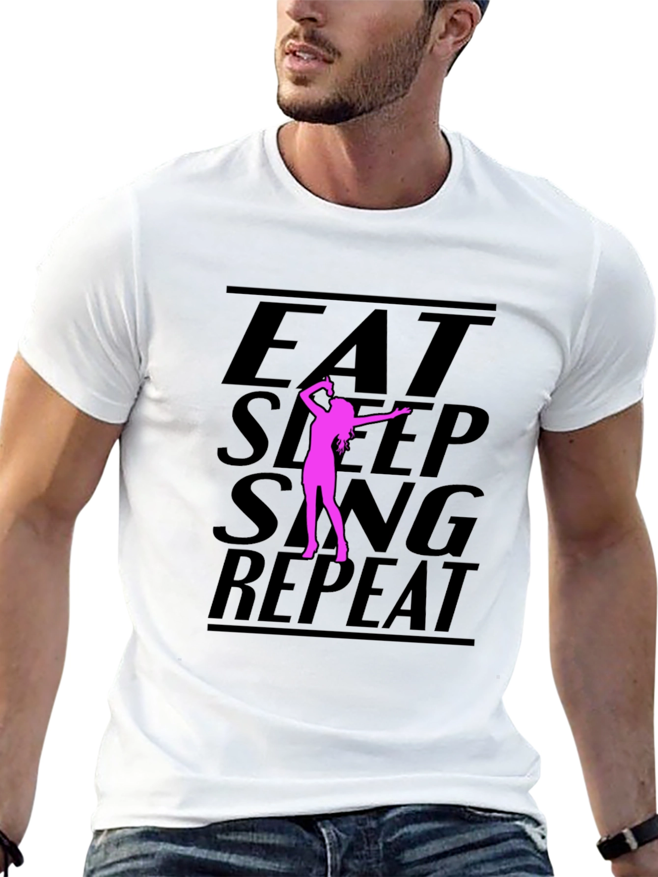Eat Sleep Sing Repeat Black Graphic Tee