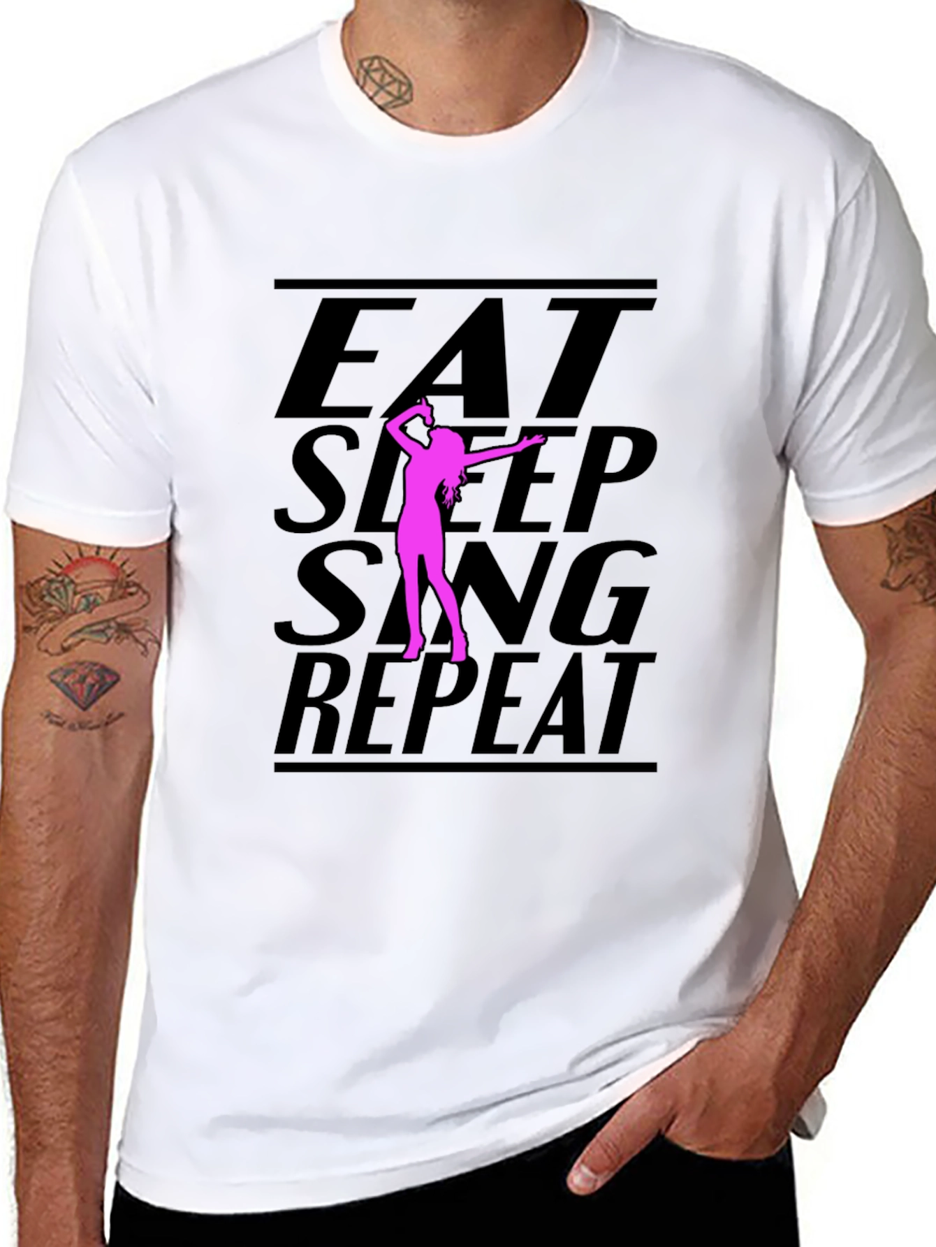 Eat Sleep Sing Repeat Black Graphic Tee