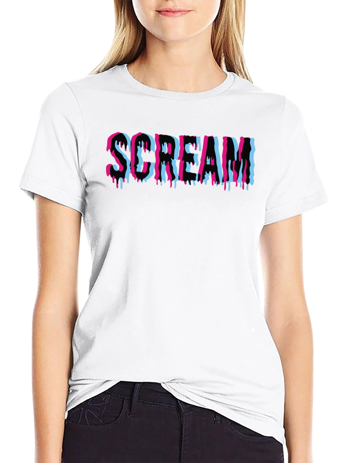 Scream Graphic Print T-Shirt Cotton Blend Tee