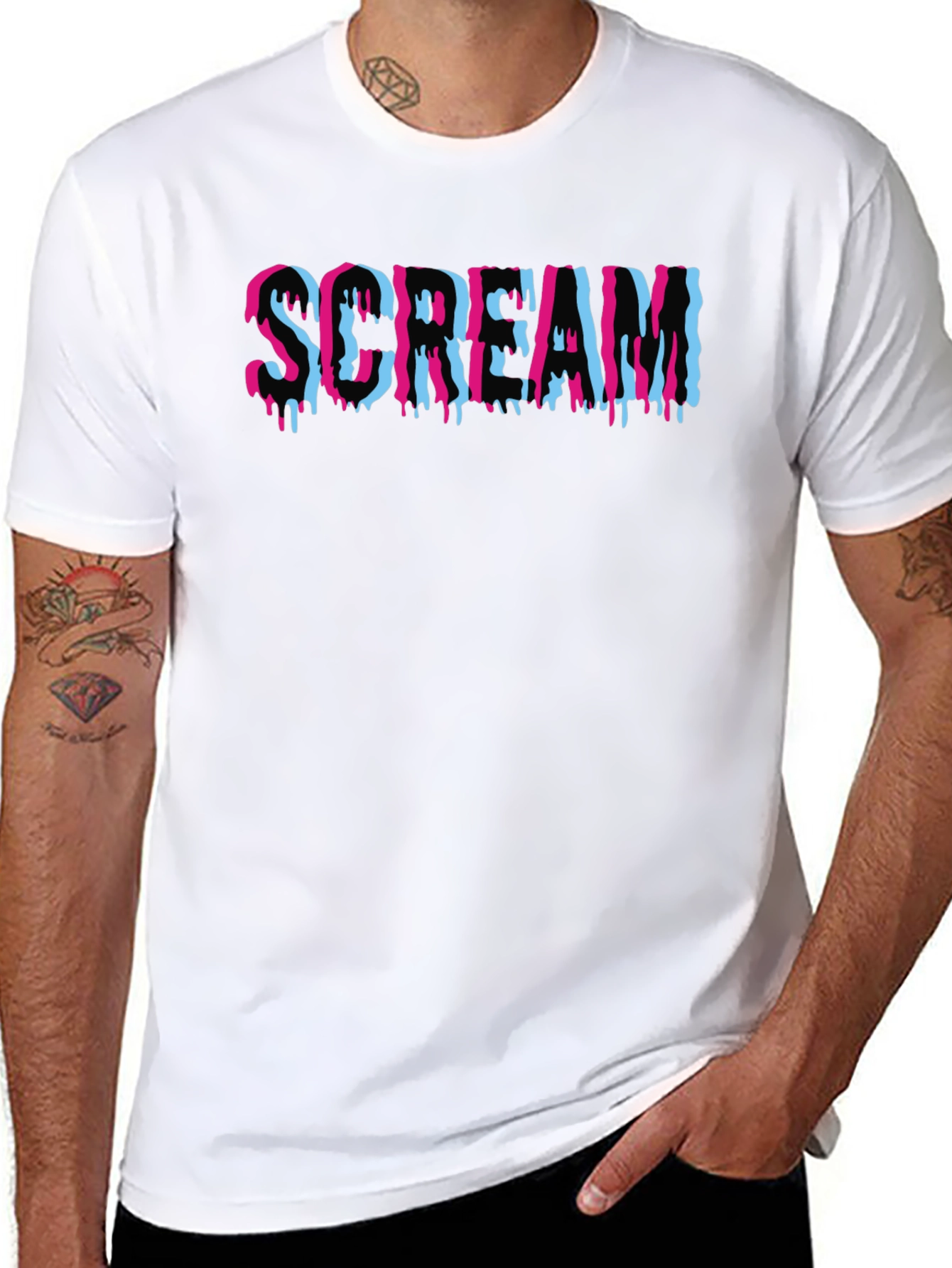 Scream Graphic Print T-Shirt Cotton Blend Tee