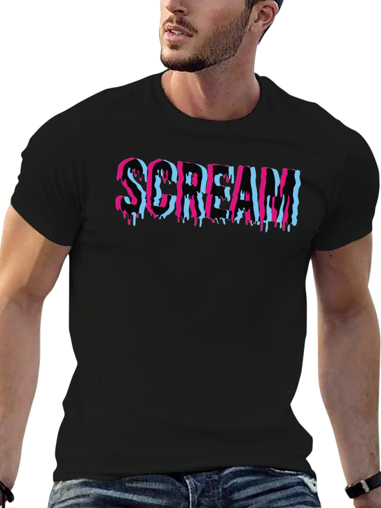 Scream Graphic Print T-Shirt Cotton Blend Tee