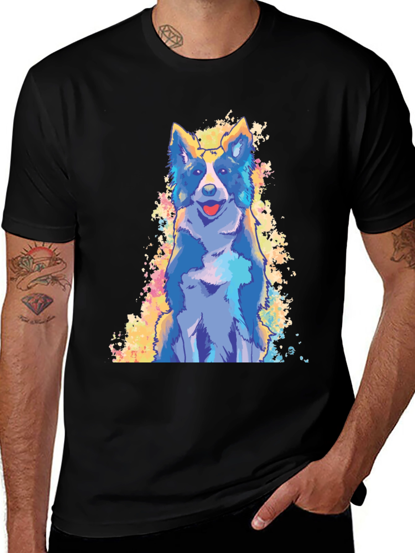 Cool Dog Graphic Print Black T-Shirt