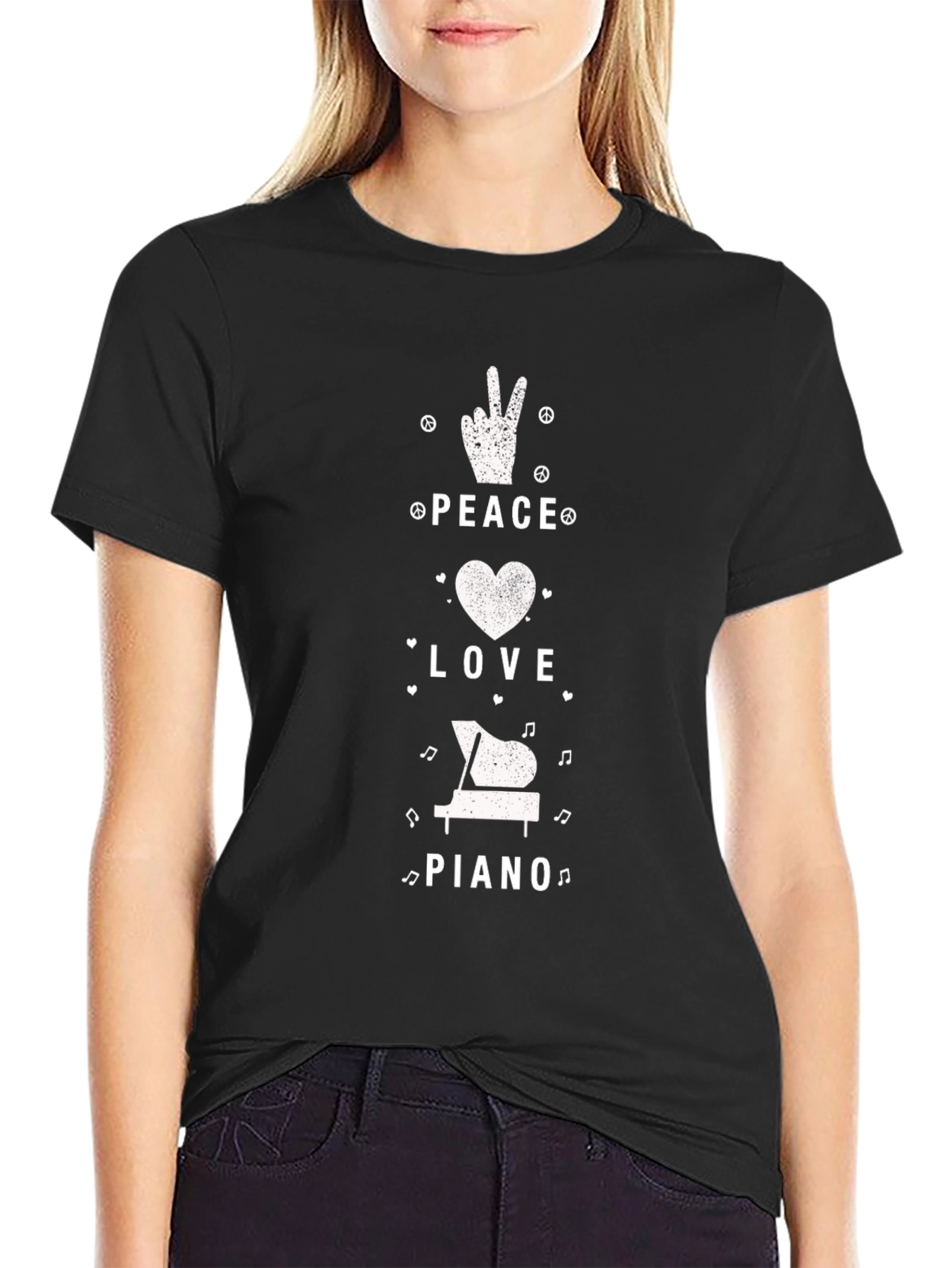 Peace Love Piano T-Shirt - Musical Harmony Tee