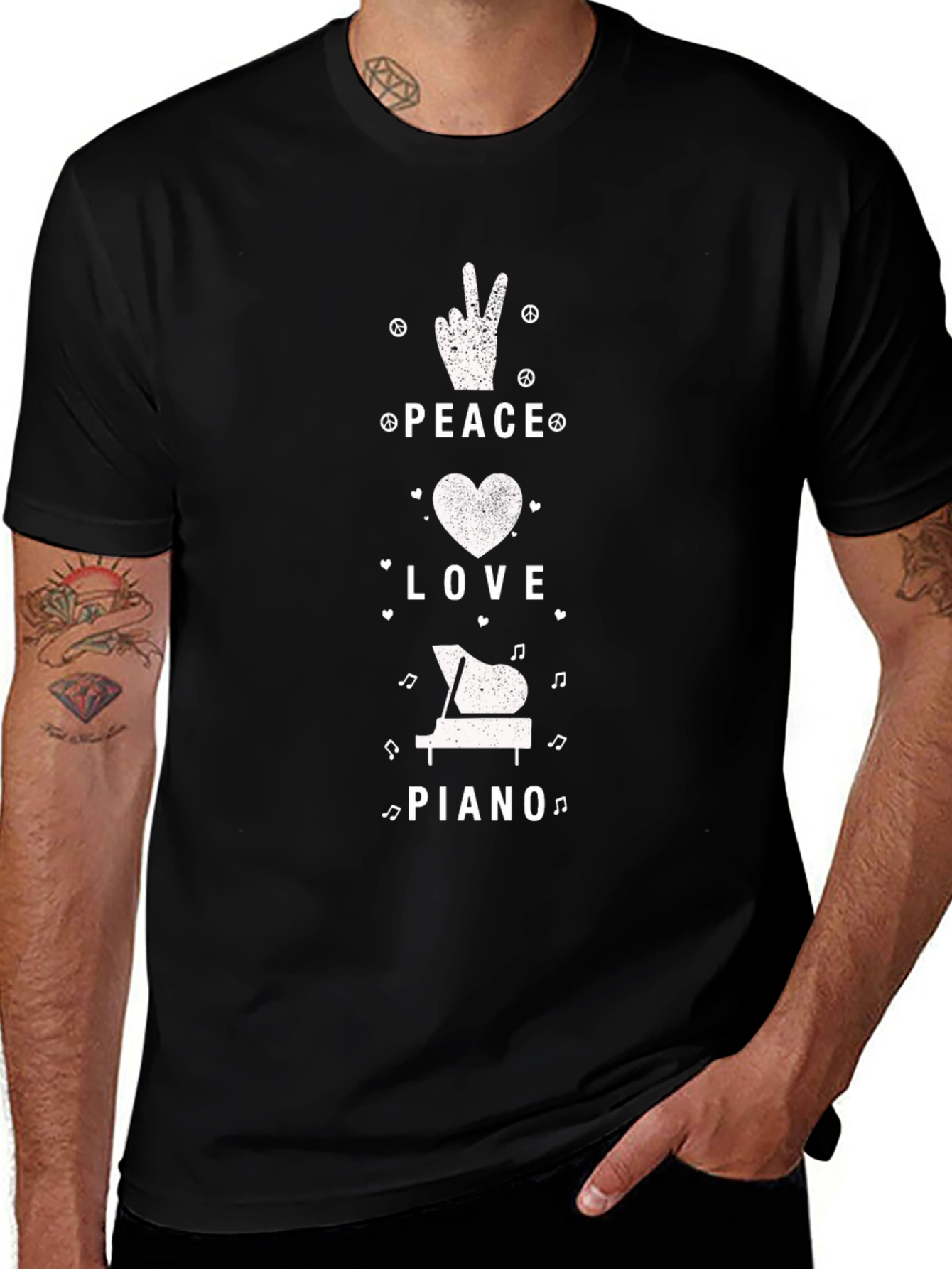 Peace Love Piano T-Shirt - Musical Harmony Tee