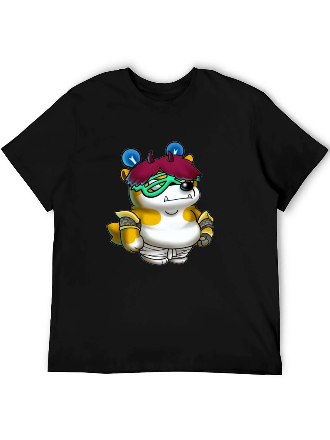 Cartoon Character Print Black T-Shirt
