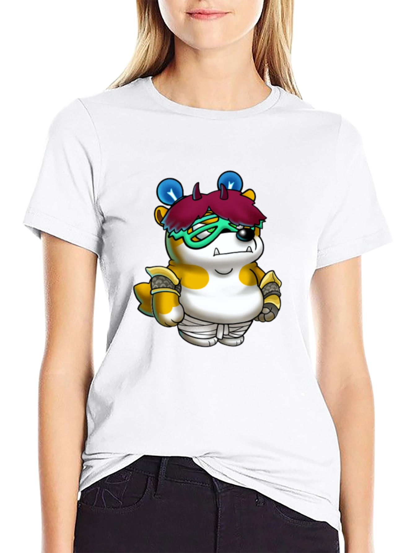 Cartoon Character Print Black T-Shirt