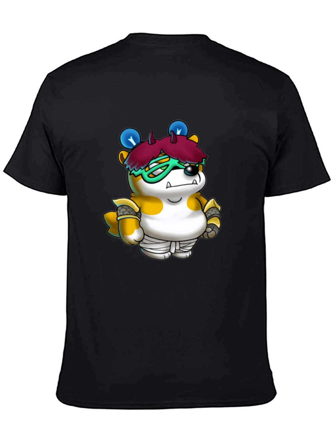 Cartoon Character Print Black T-Shirt
