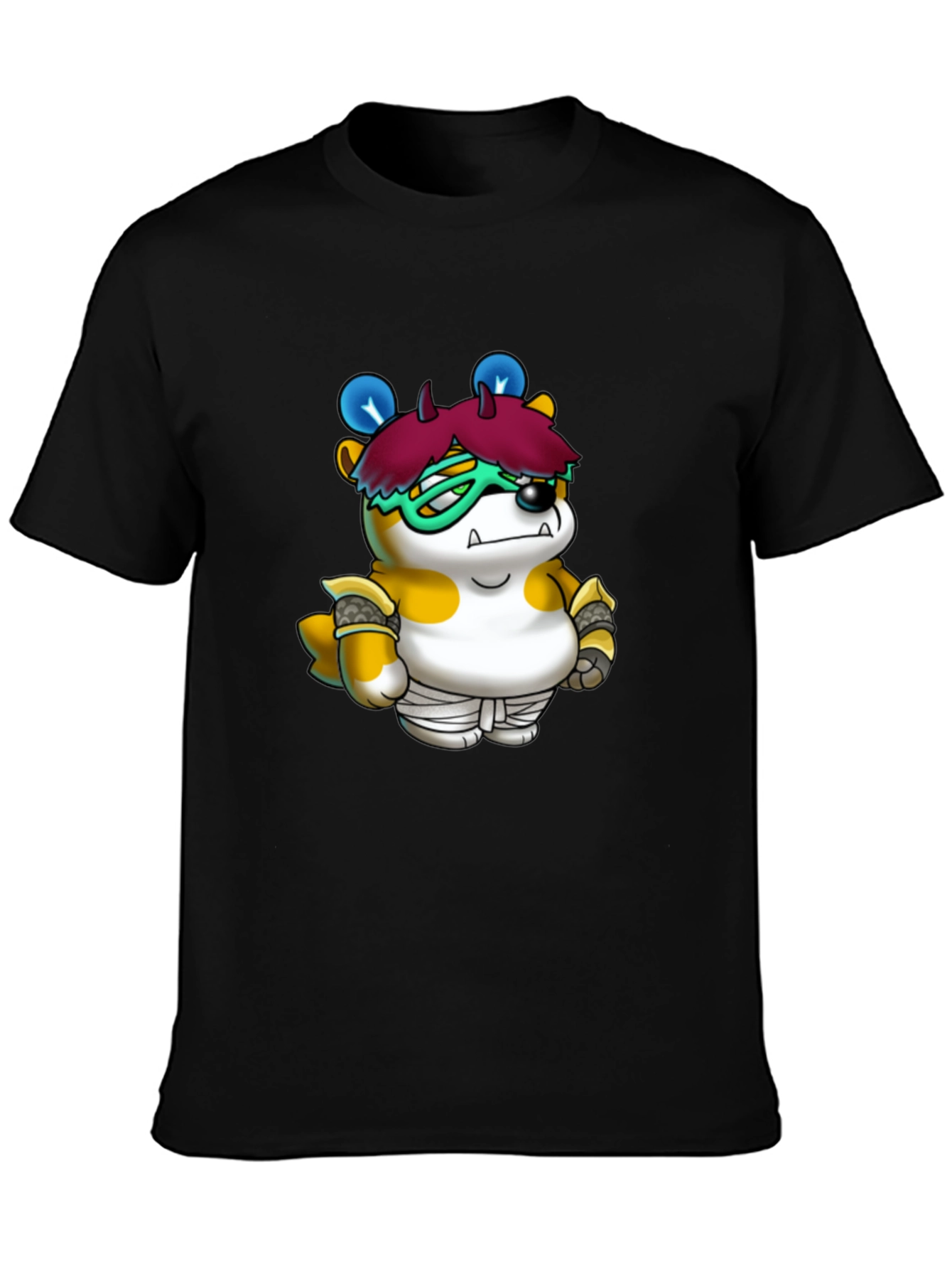 Cartoon Character Print Black T-Shirt