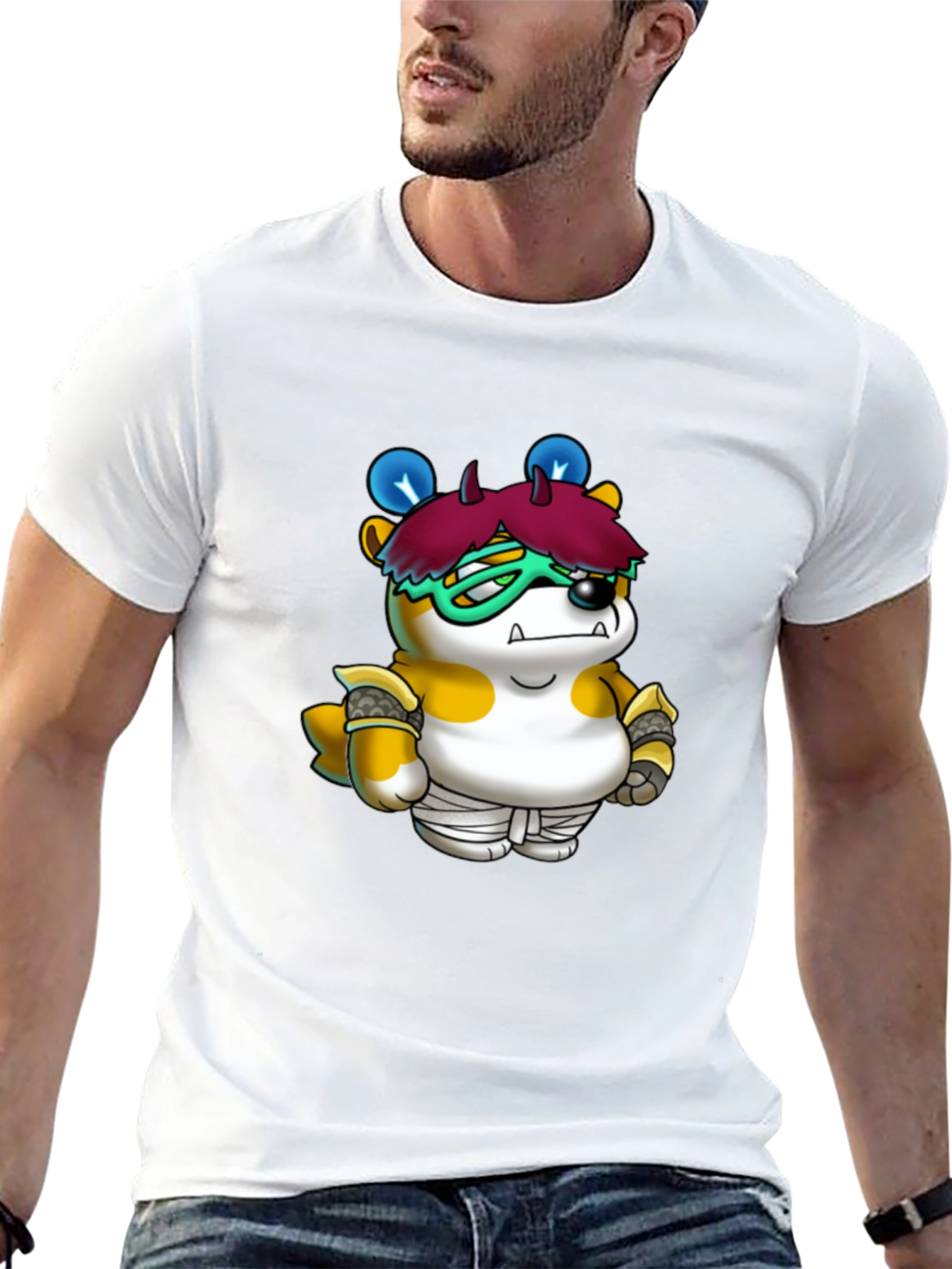 Cartoon Character Print Black T-Shirt