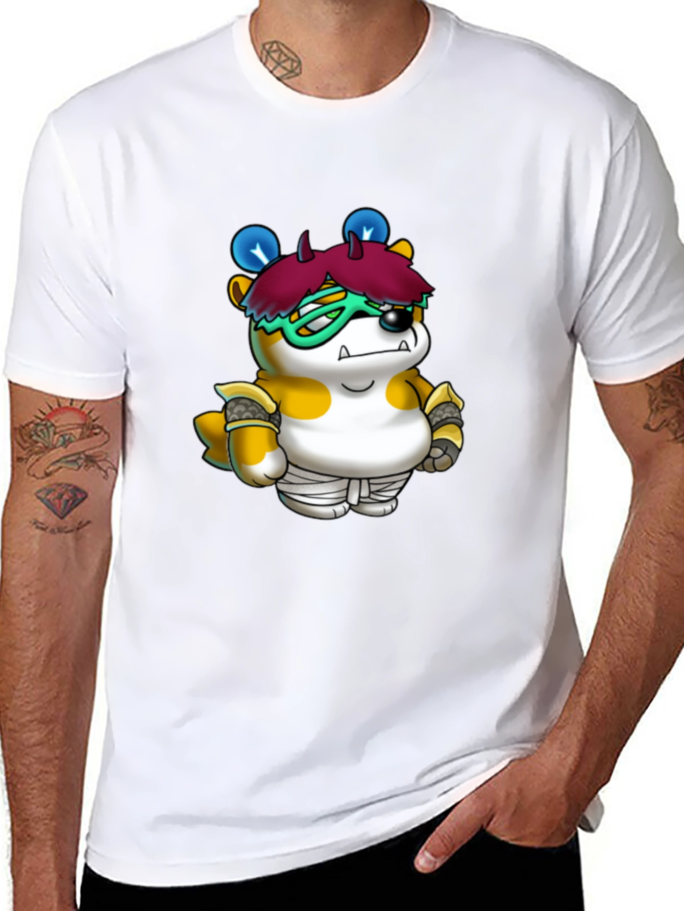 Cartoon Character Print Black T-Shirt