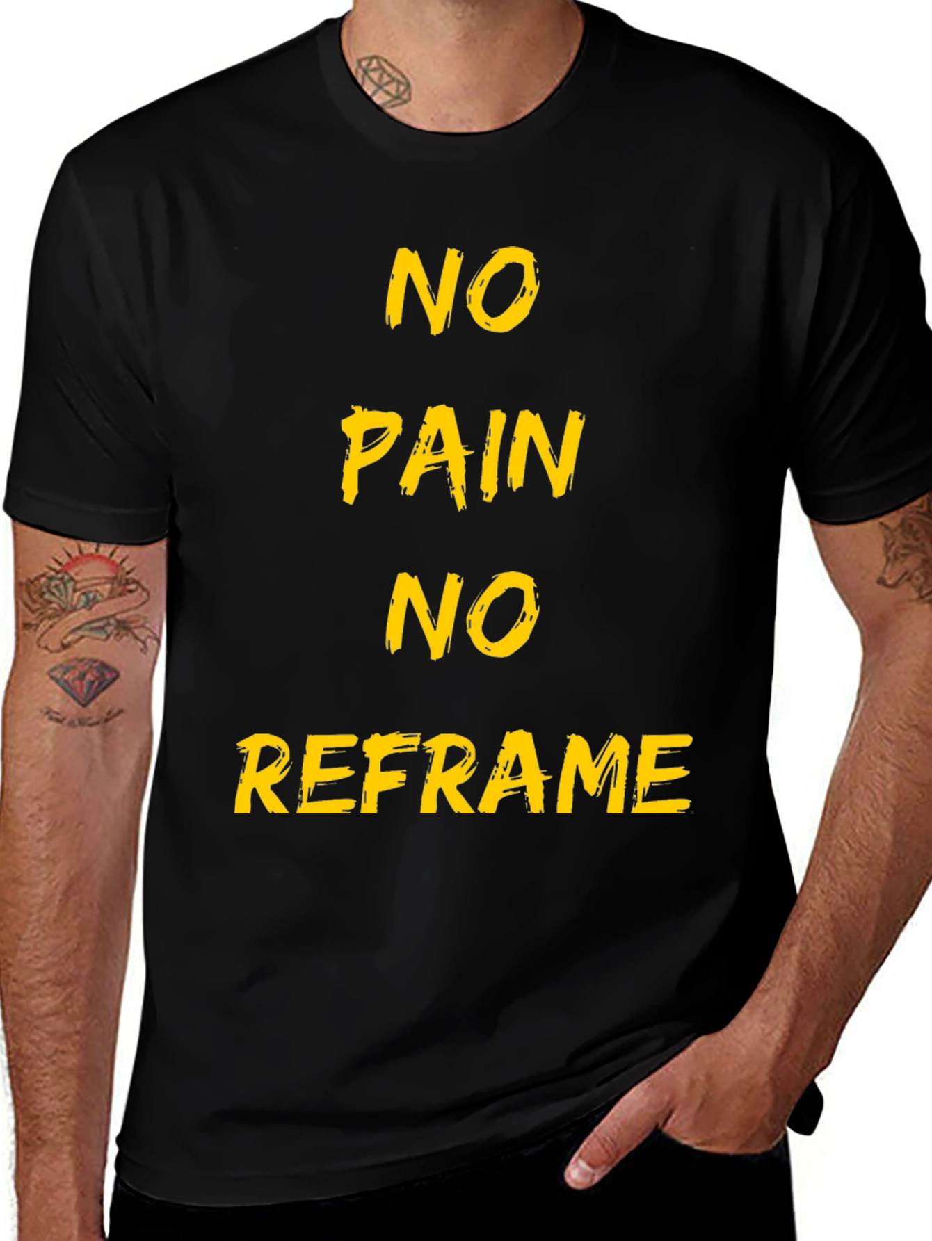 No Pain No Reframe Black T-Shirt