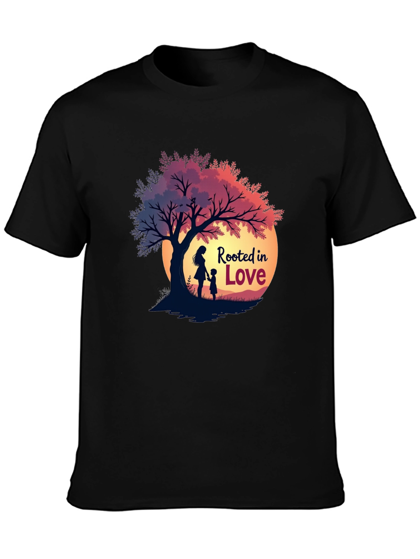 Rooted in Love Graphic Tee - Family Tree Silhouette
