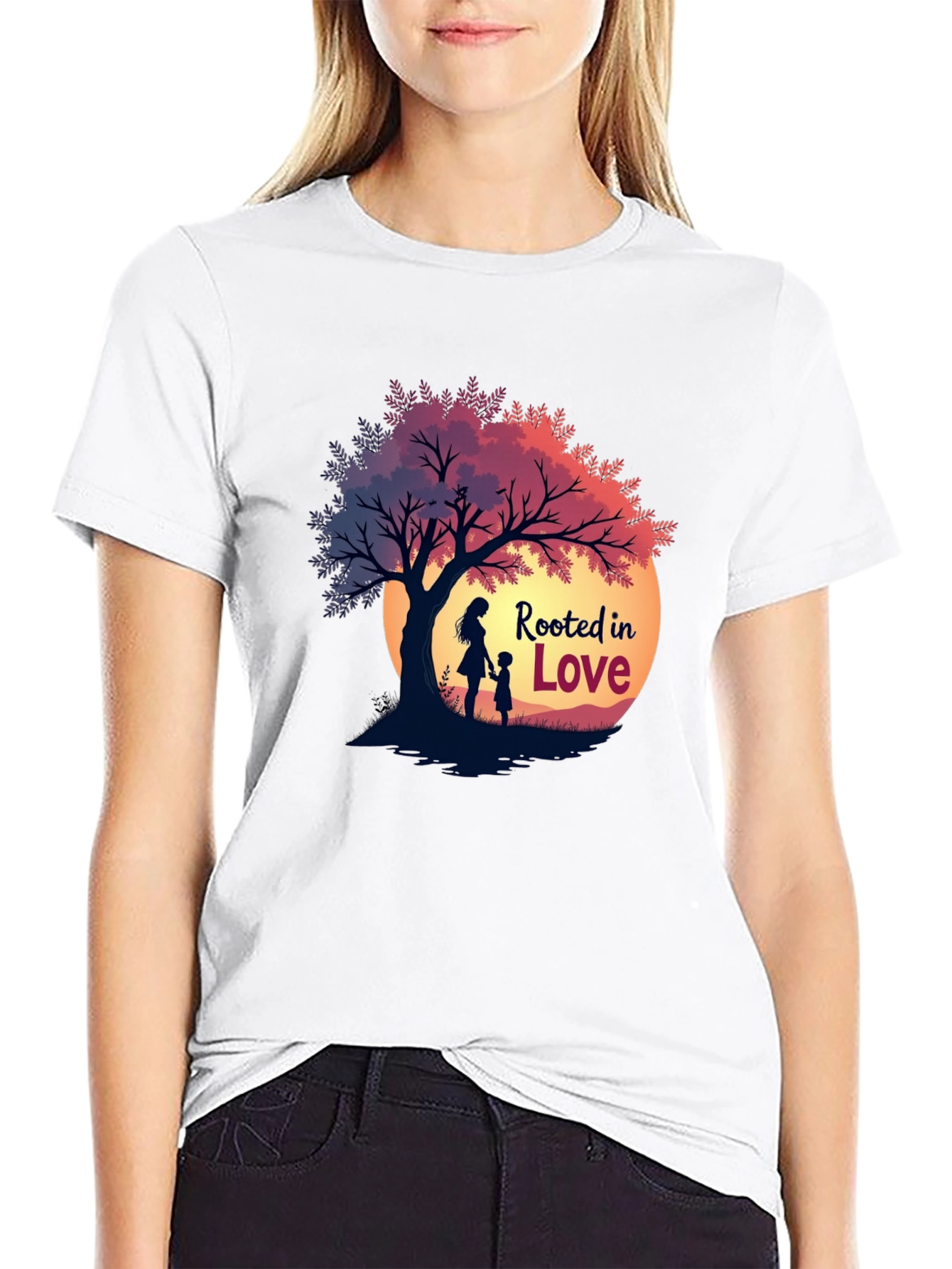 Rooted in Love Graphic Tee - Family Tree Silhouette