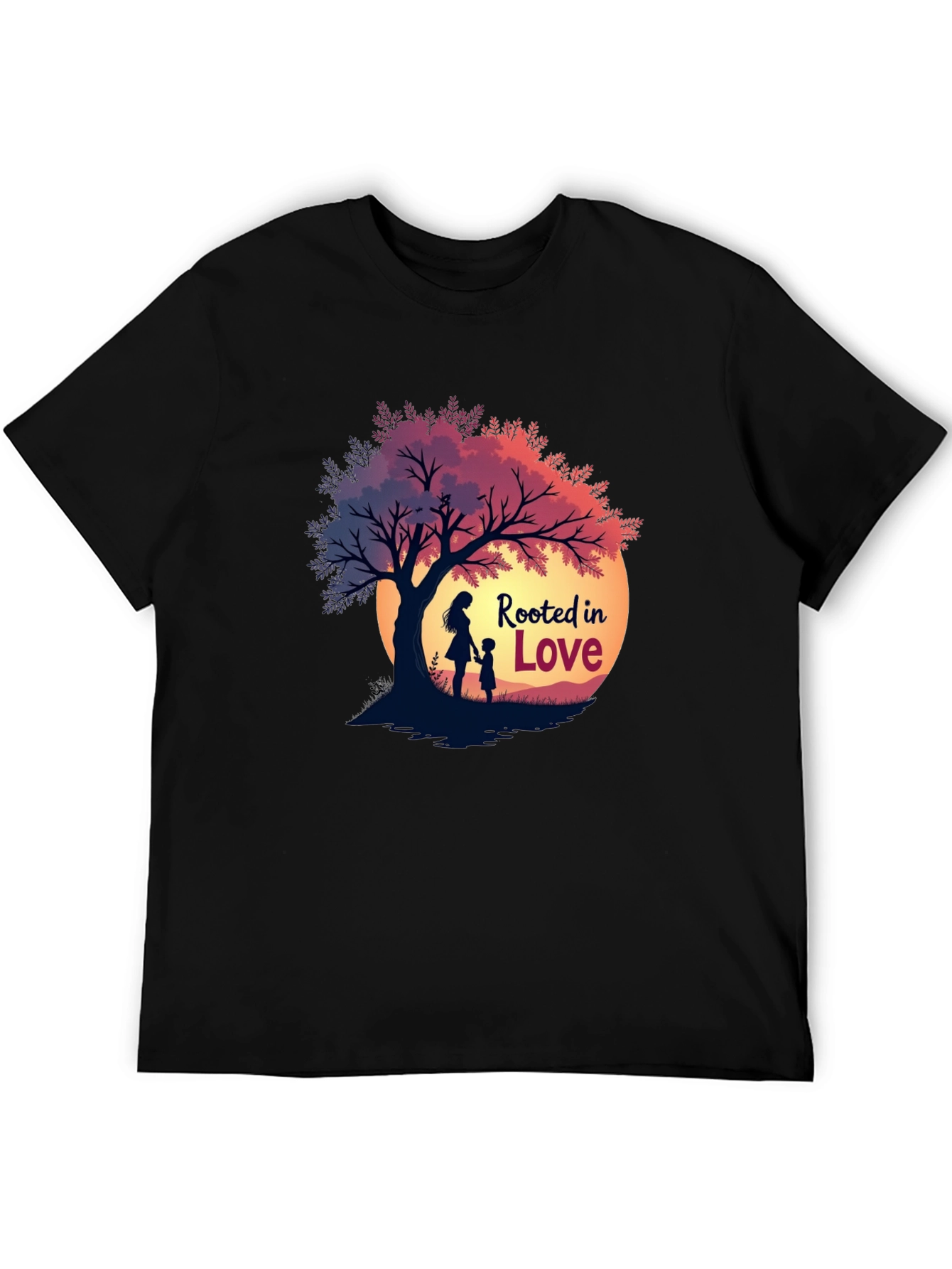 Rooted in Love Graphic Tee - Family Tree Silhouette