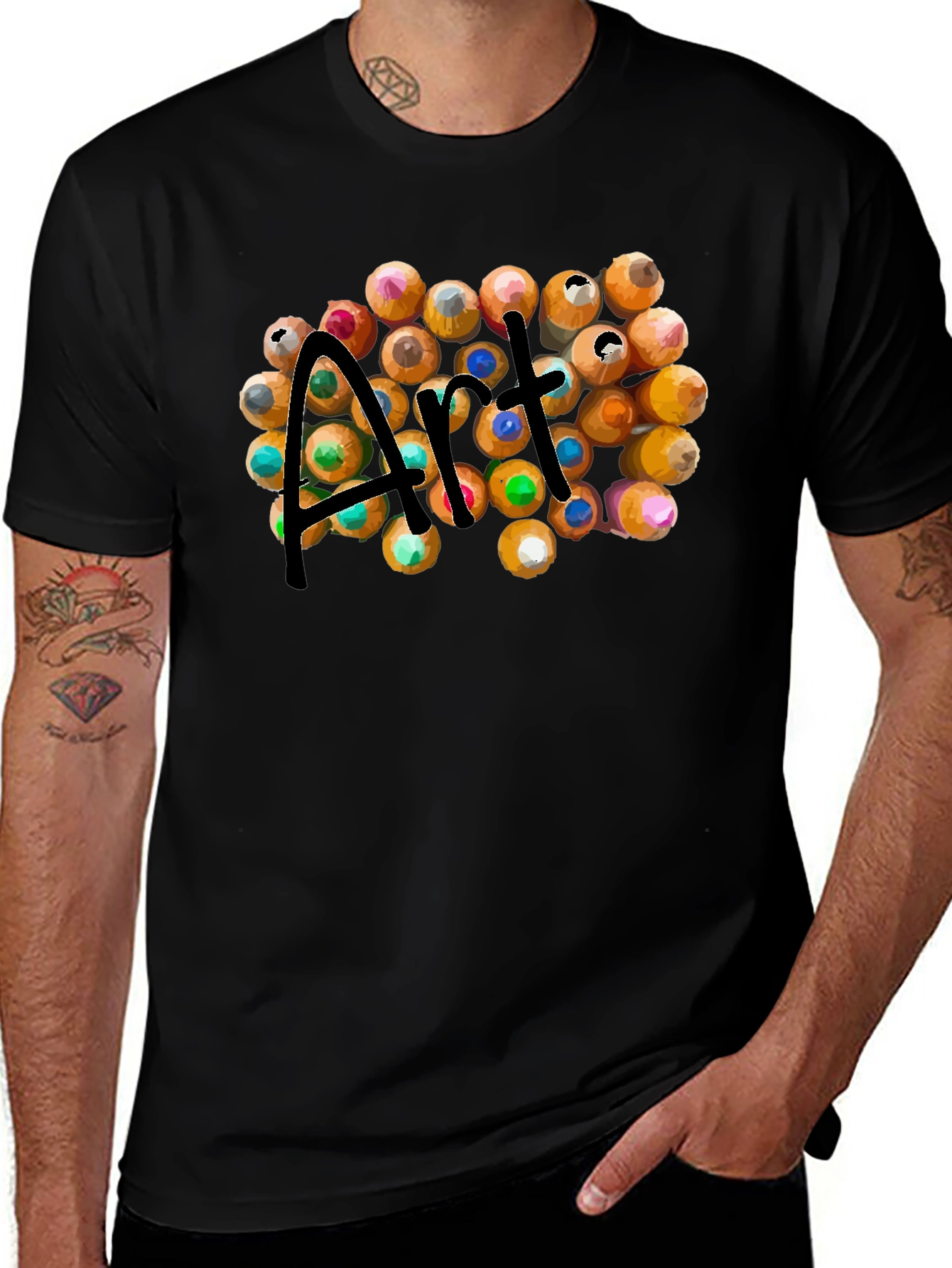 Art Pencils Graphic T-Shirt - Creative Design