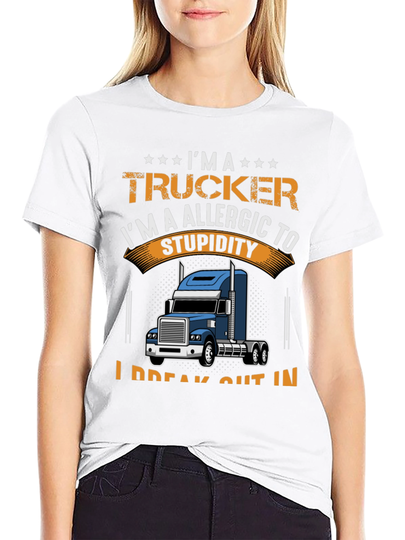 Trucker Allergic to Stupidity Graphic T-Shirt