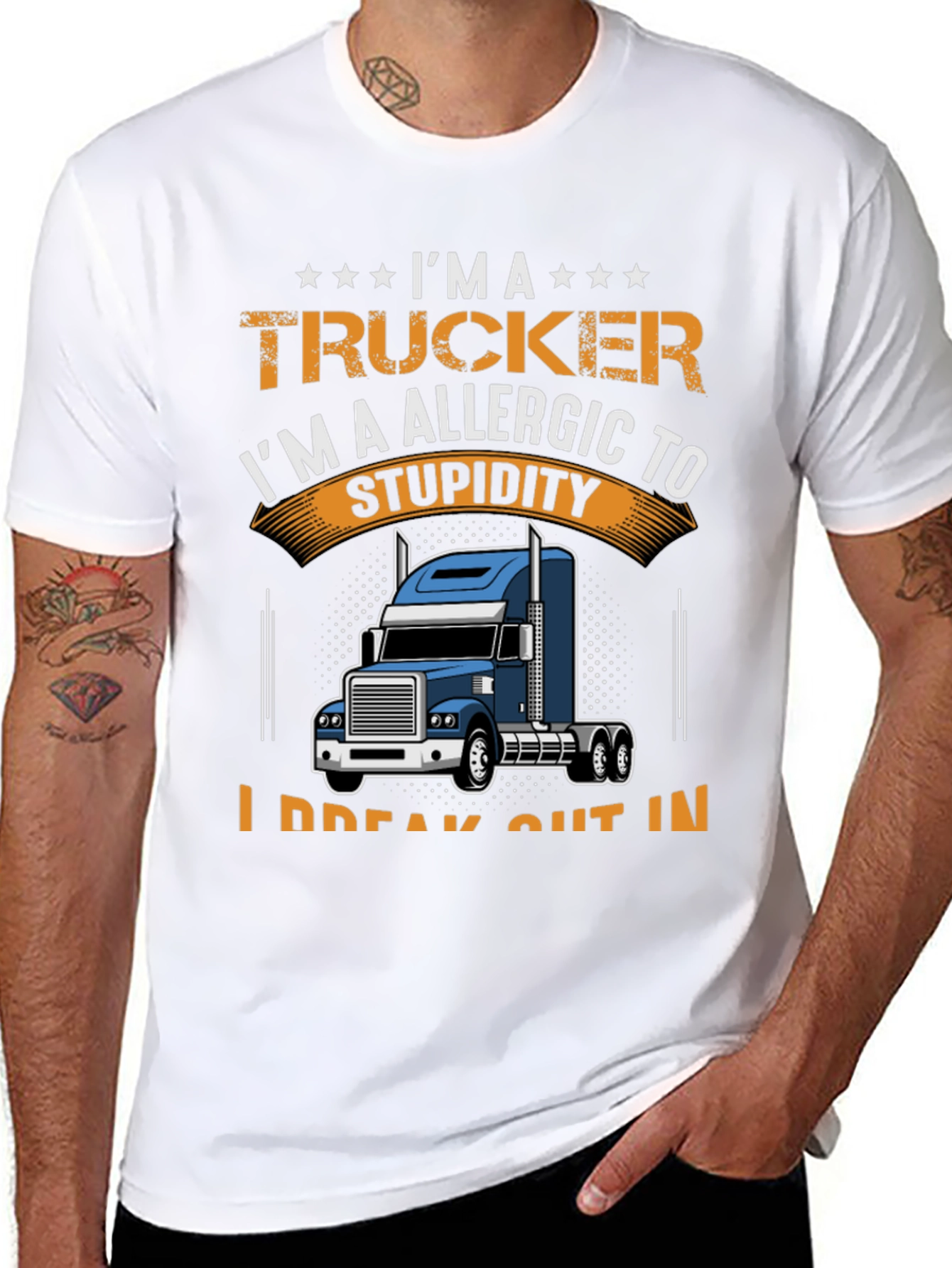 Trucker Allergic to Stupidity Graphic T-Shirt