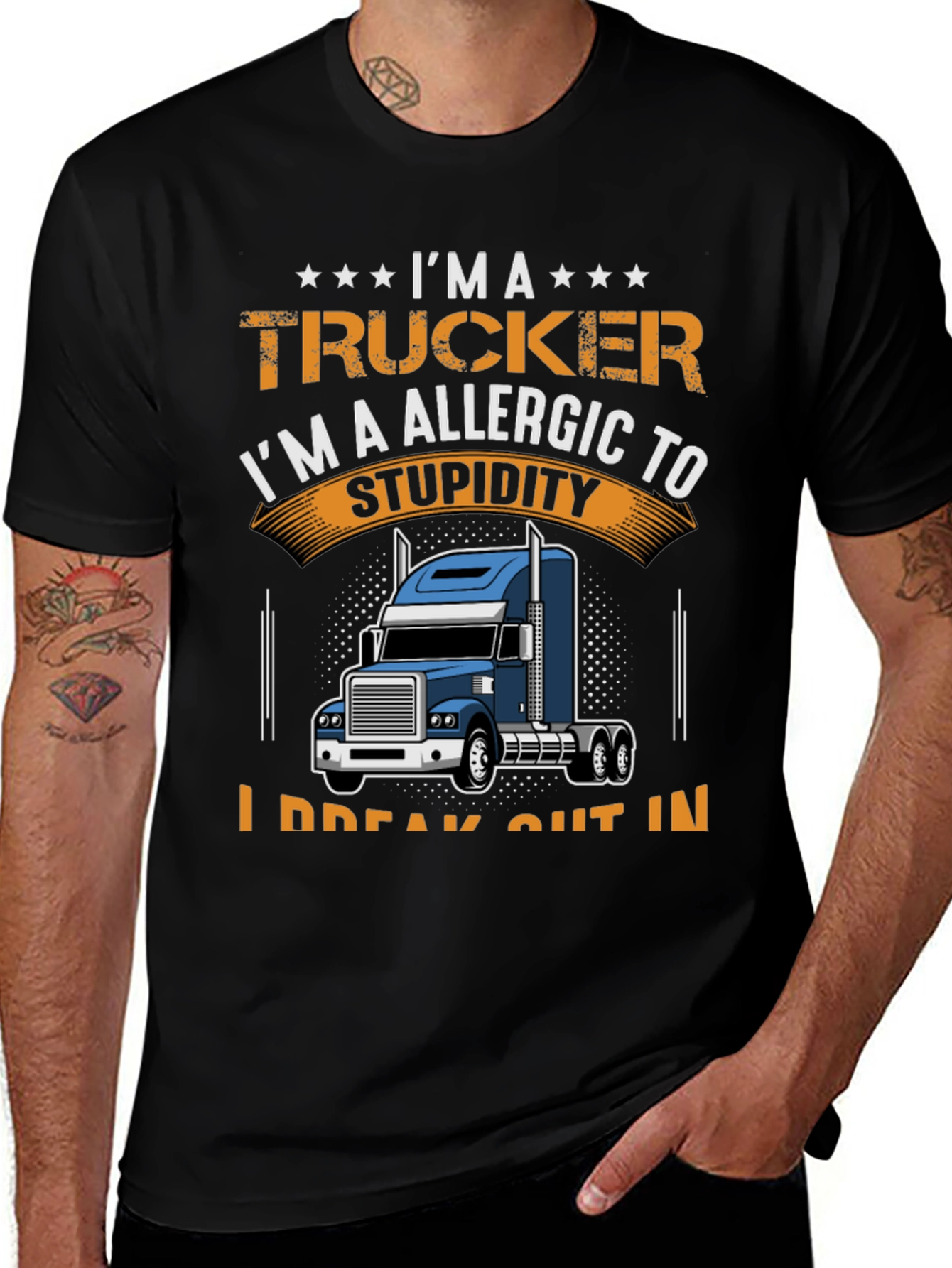 Trucker Allergic to Stupidity Graphic T-Shirt