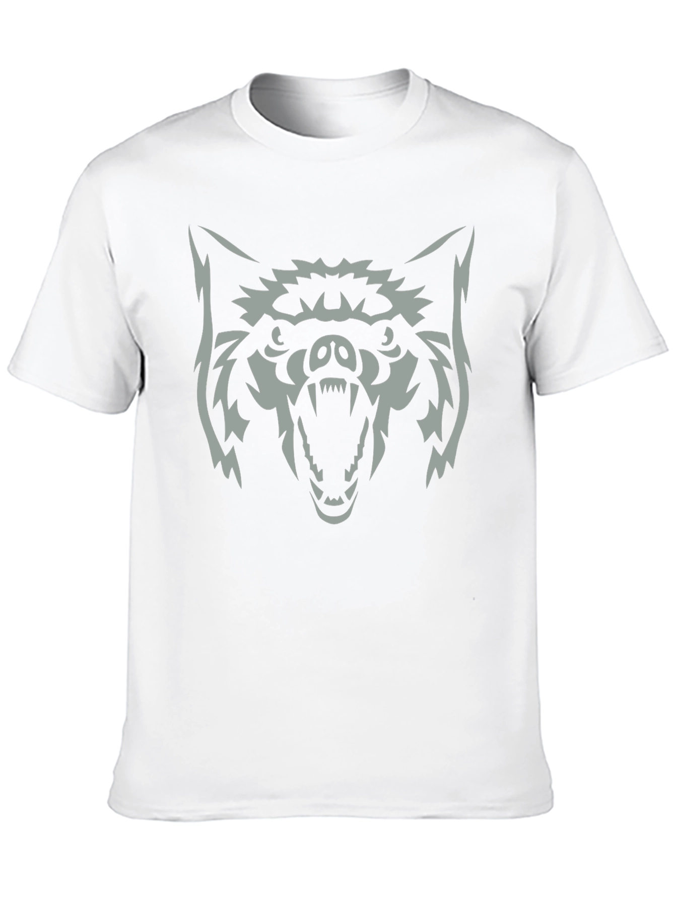 Mens Black T-Shirt with Wolf Graphic