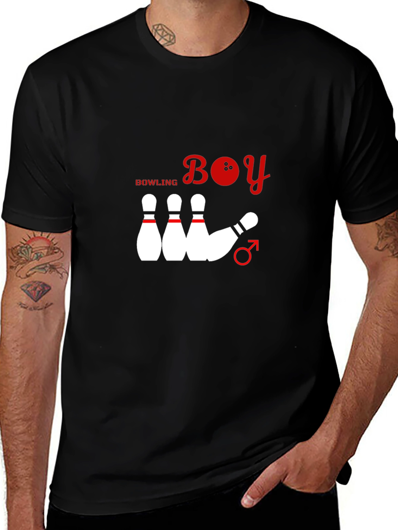 Bowling Boy Graphic T-Shirt - Black