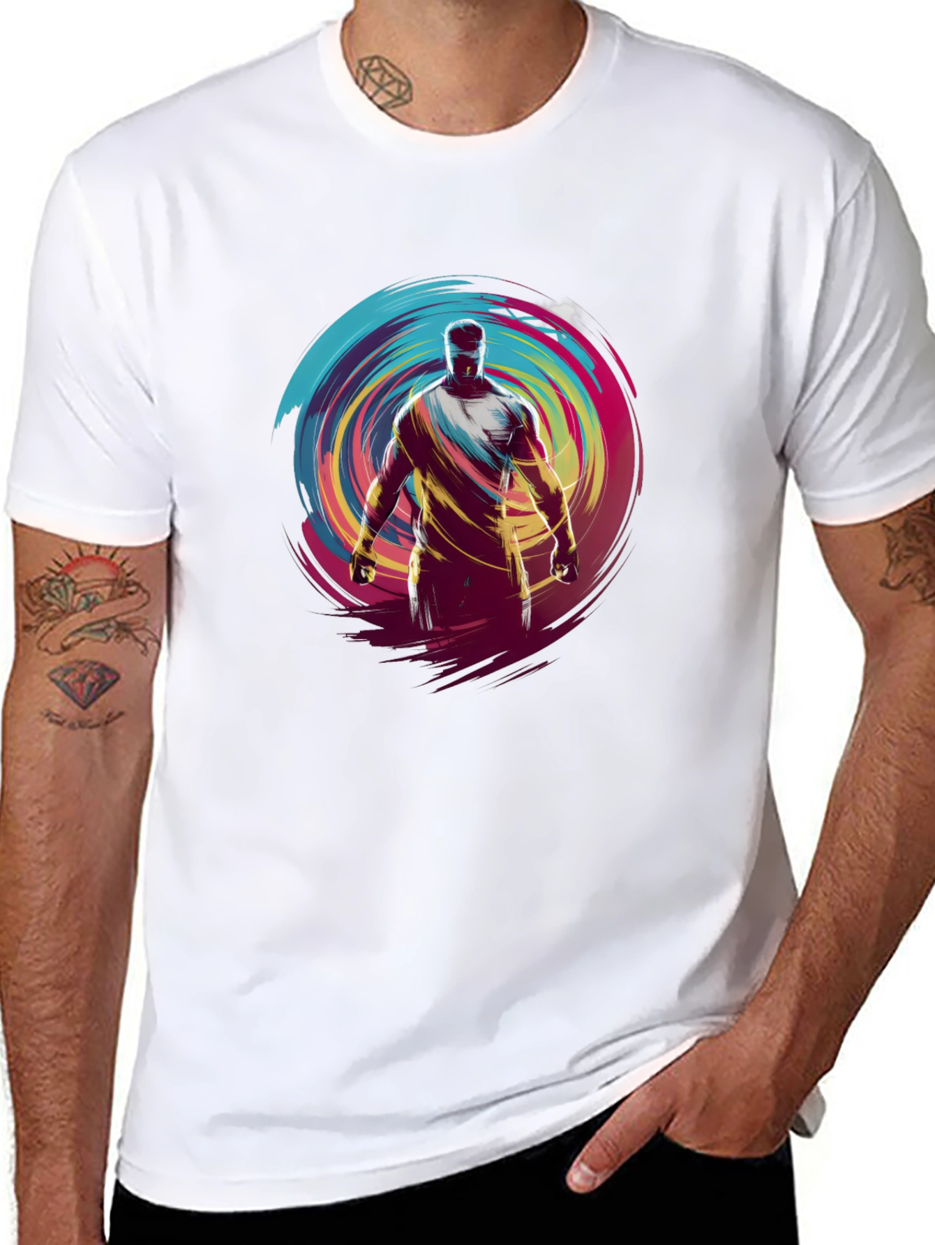 Abstract Athlete Graphic Black T-Shirt