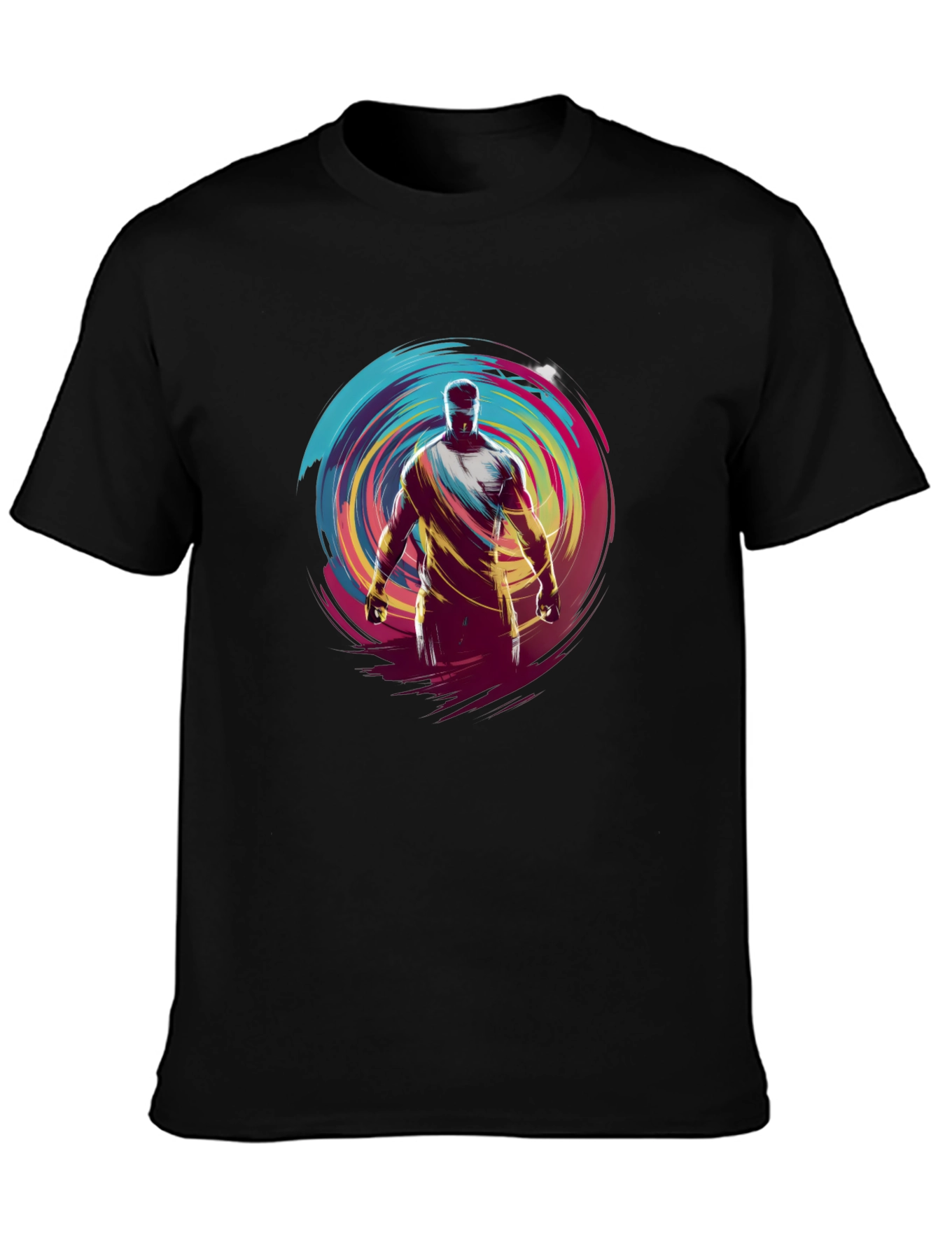 Abstract Athlete Graphic Black T-Shirt