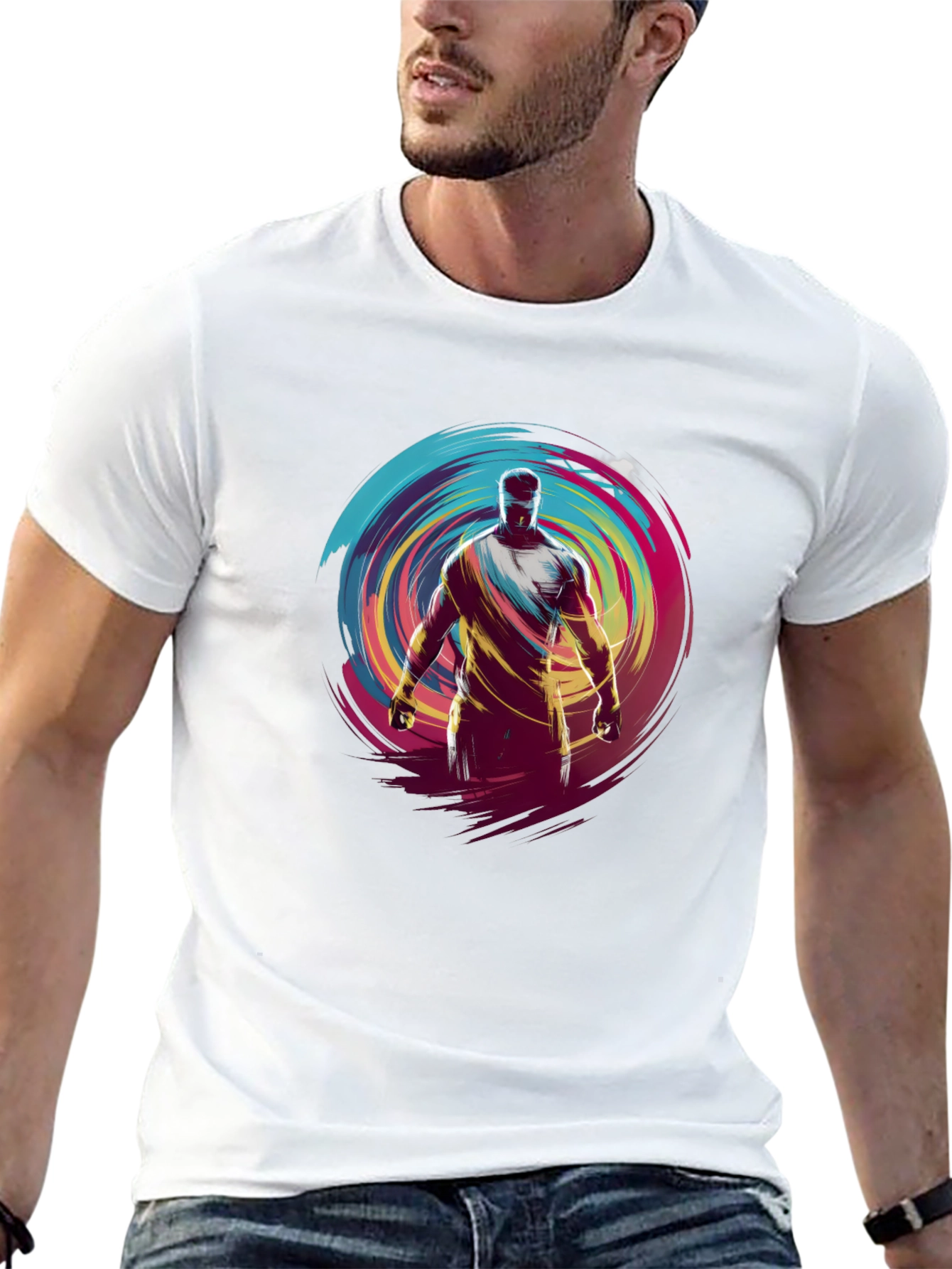 Abstract Athlete Graphic Black T-Shirt