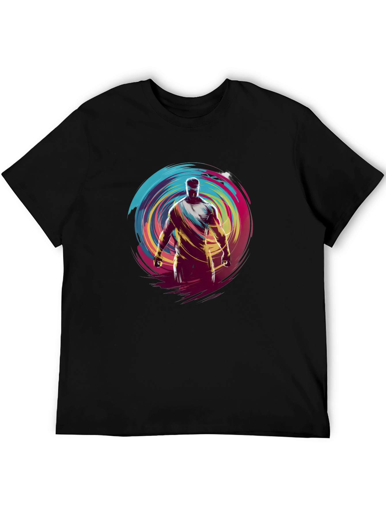 Abstract Athlete Graphic Black T-Shirt