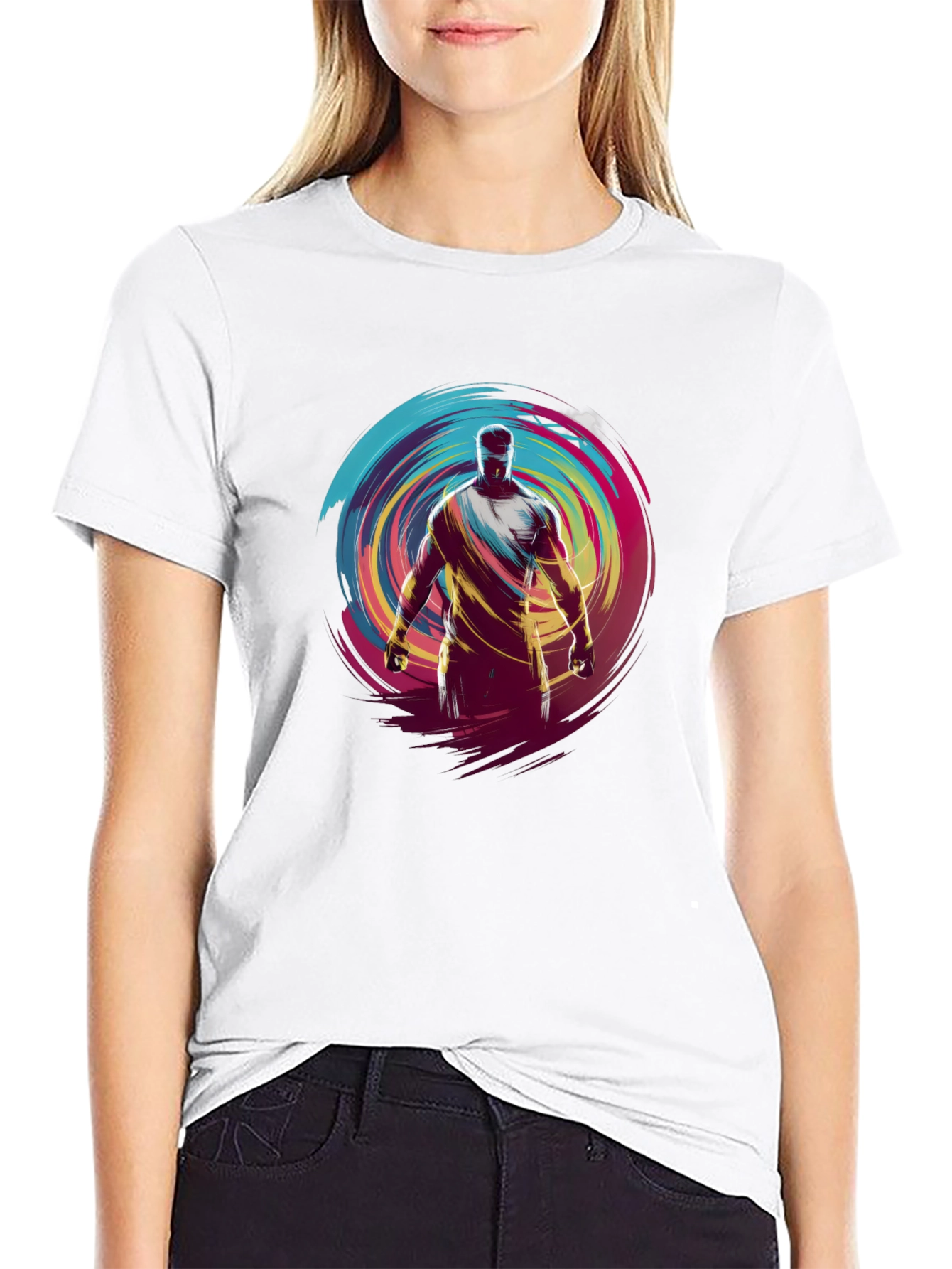 Abstract Athlete Graphic Black T-Shirt