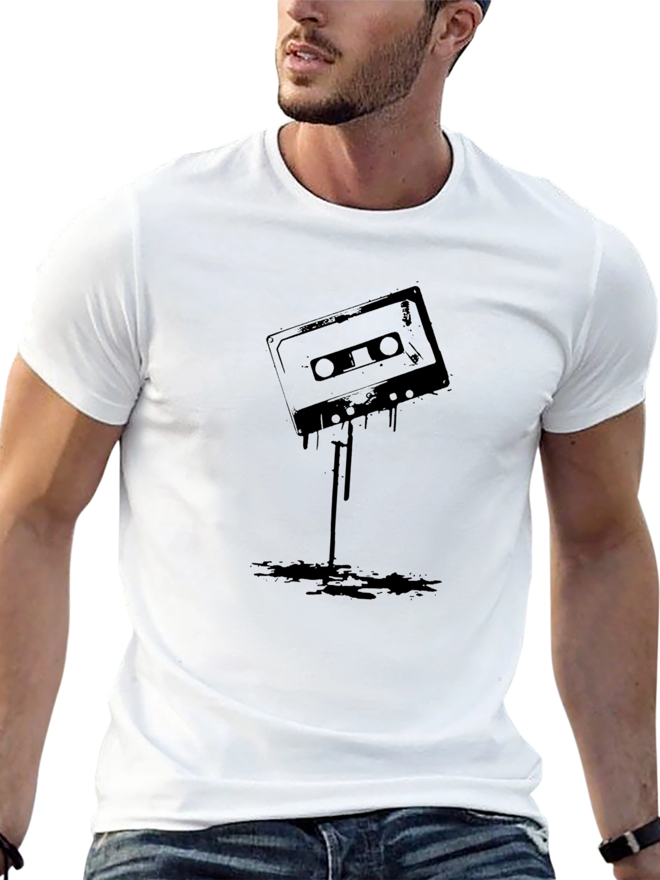 Retro Cassette Tape Graphic Black T-Shirt
