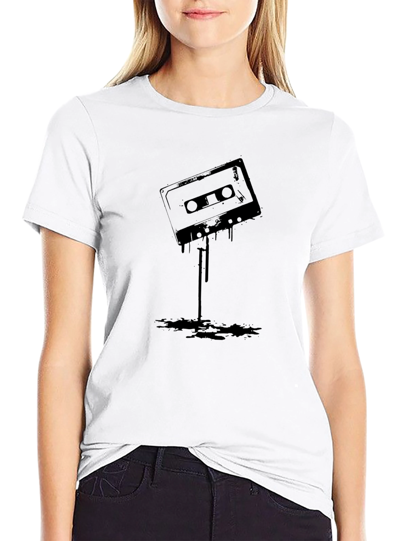 Retro Cassette Tape Graphic Black T-Shirt