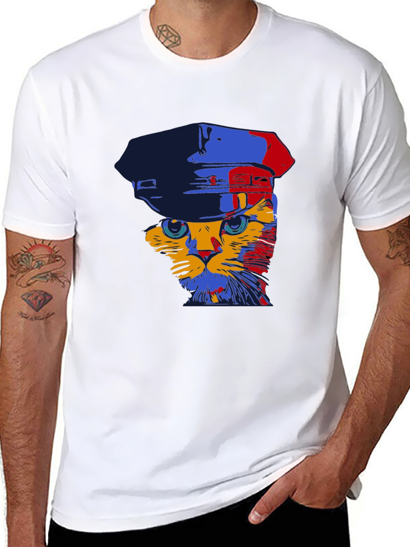 Cat in Hat Graphic Tee - Mens Black T-Shirt