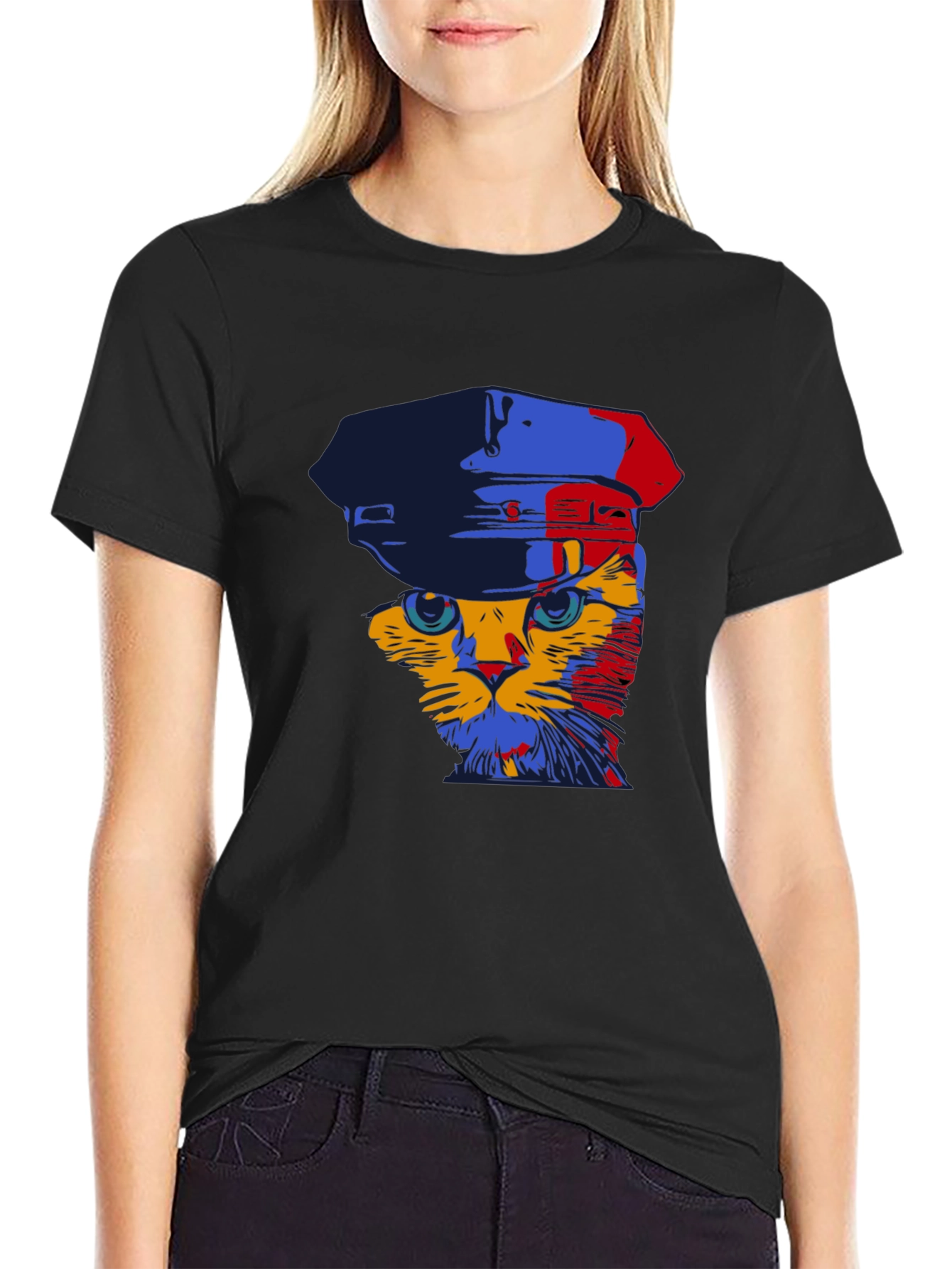 Cat in Hat Graphic Tee - Mens Black T-Shirt