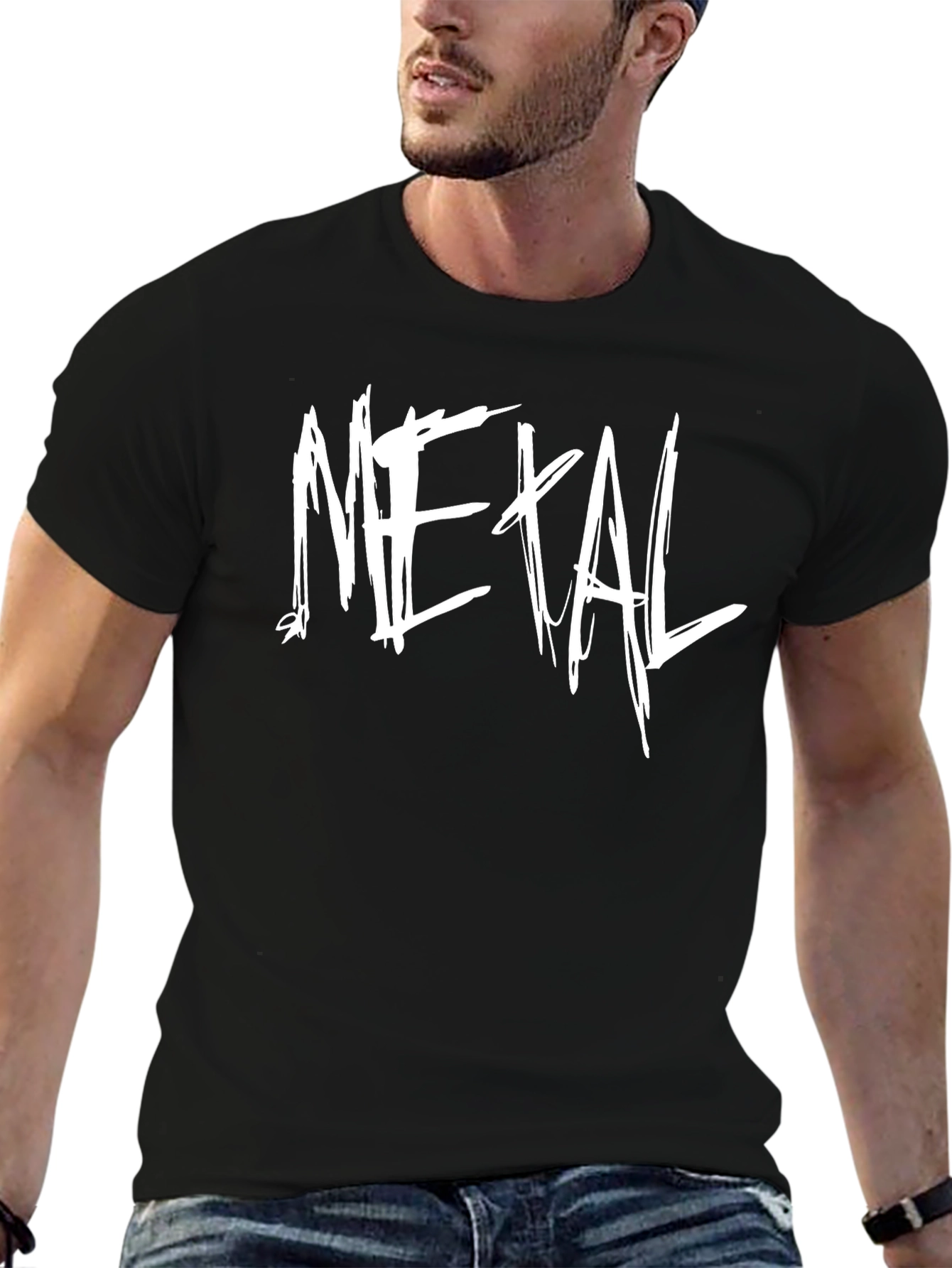 Metal Music T-Shirt - Black Crew Neck Graphic Tee