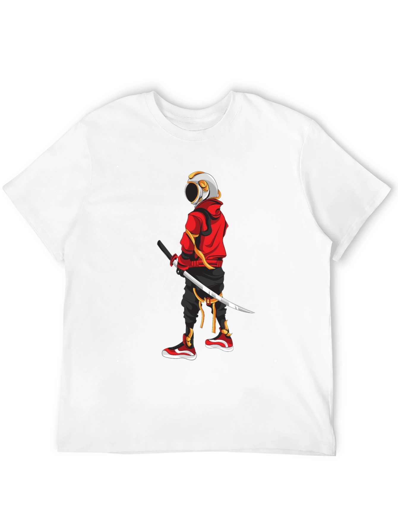 Urban Samurai Graphic Tee - Black Cotton T-Shirt