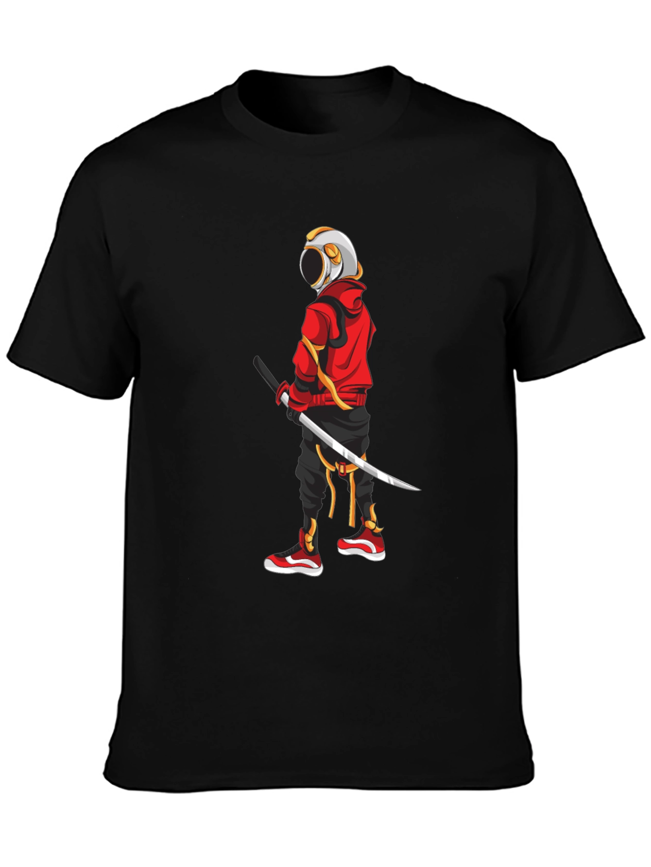 Urban Samurai Graphic Tee - Black Cotton T-Shirt