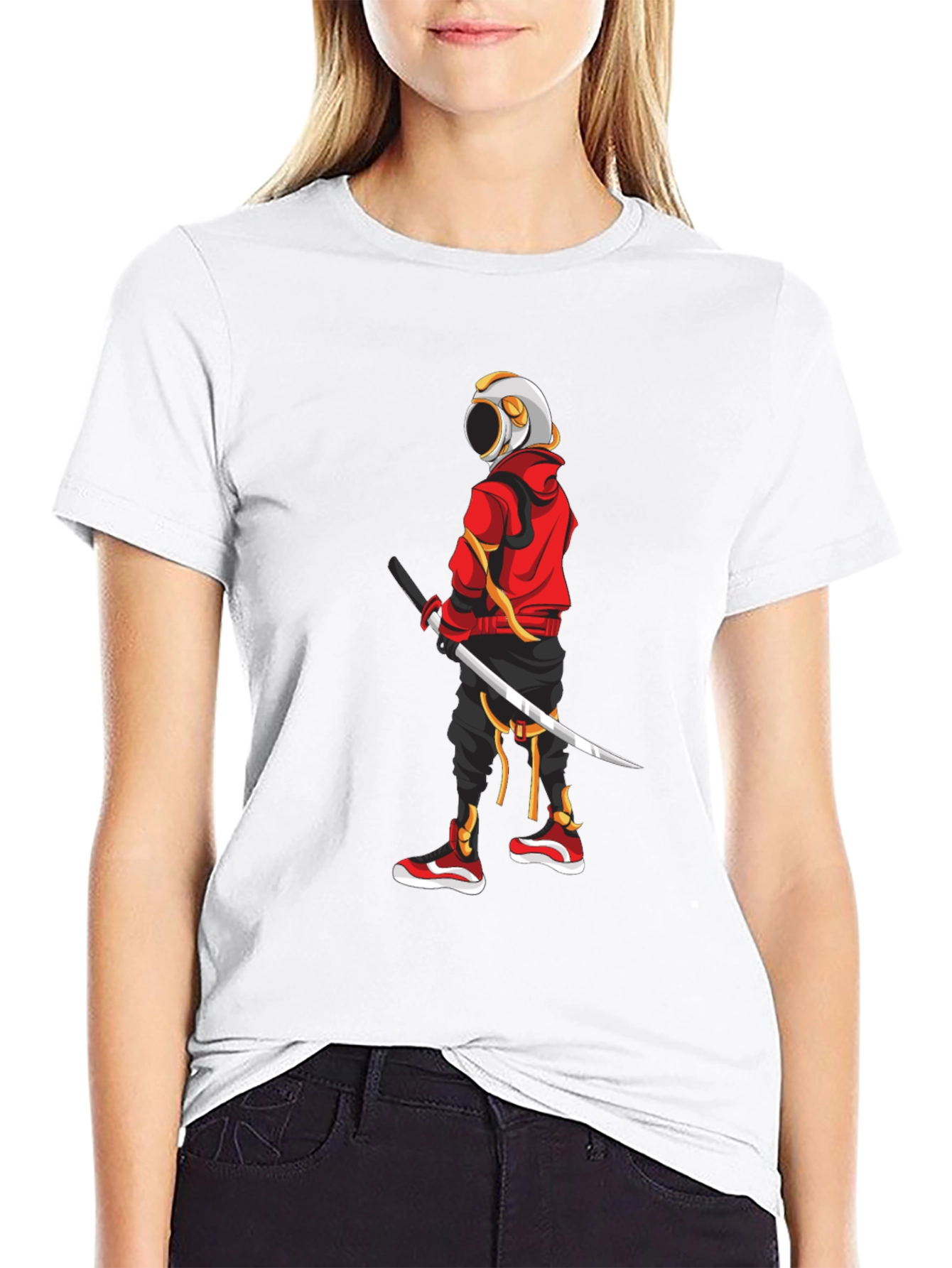 Urban Samurai Graphic Tee - Black Cotton T-Shirt