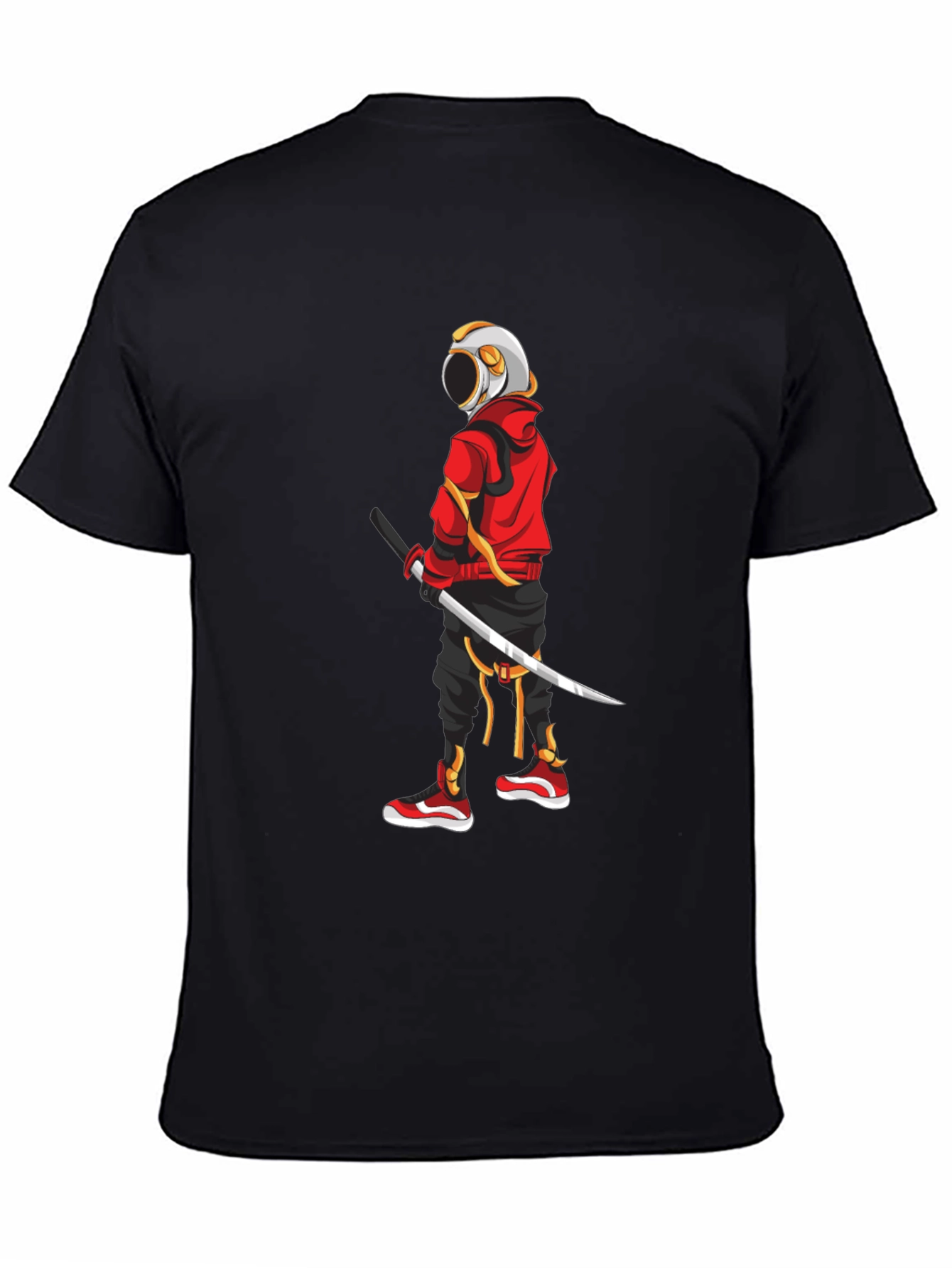 Urban Samurai Graphic Tee - Black Cotton T-Shirt