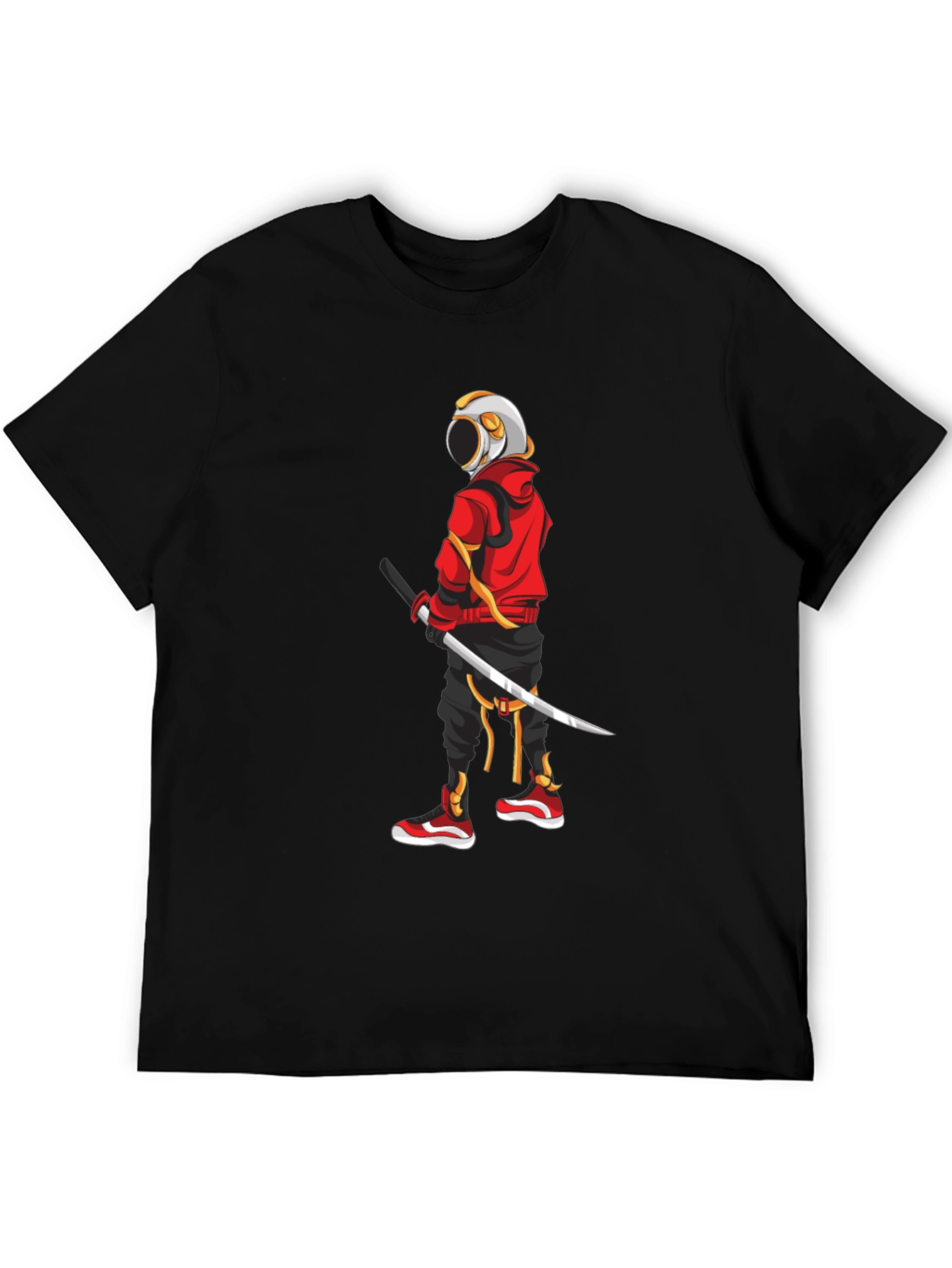 Urban Samurai Graphic Tee - Black Cotton T-Shirt