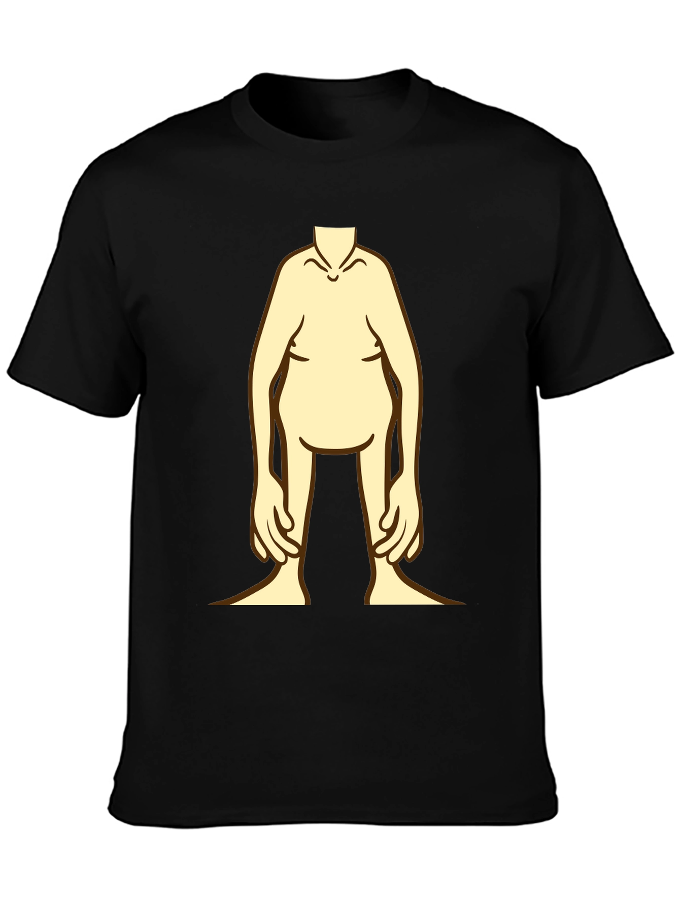 Funny Cartoon Body Black T-Shirt