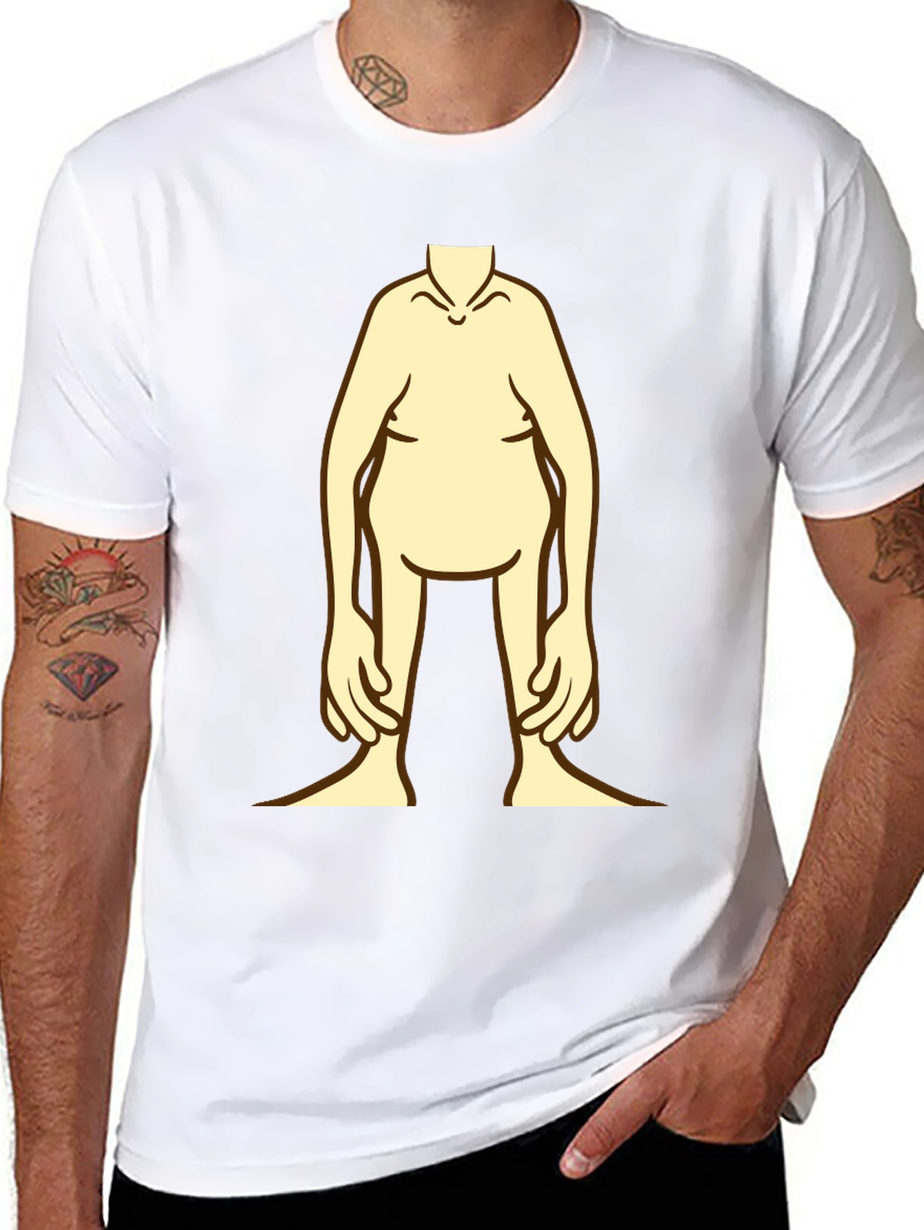 Funny Cartoon Body Black T-Shirt