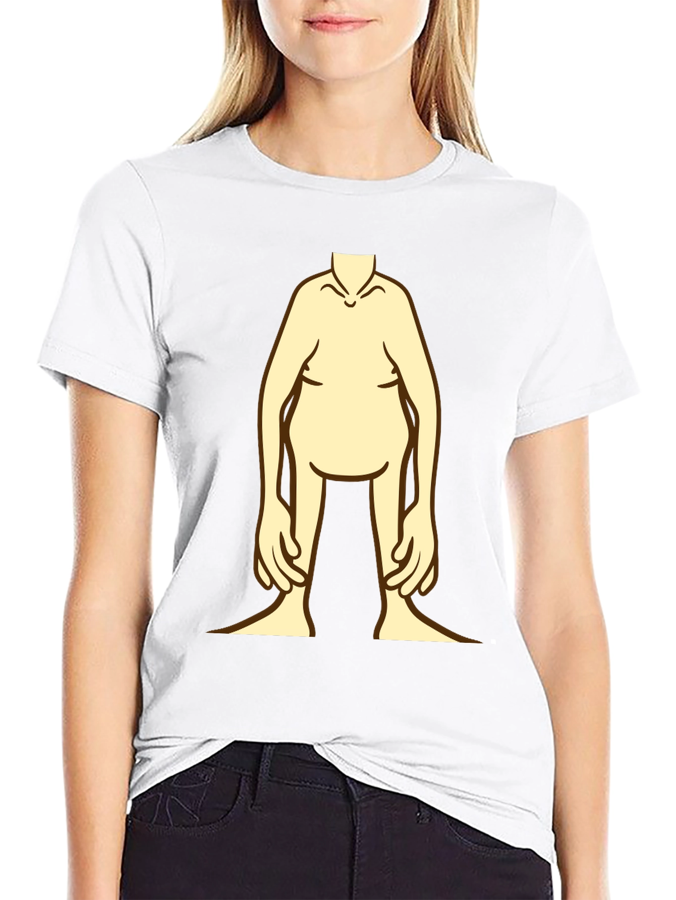 Funny Cartoon Body Black T-Shirt