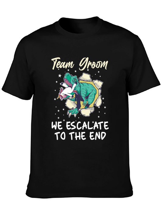Team Groom T-Rex Unicorn Wedding Mens Black T-Shirt