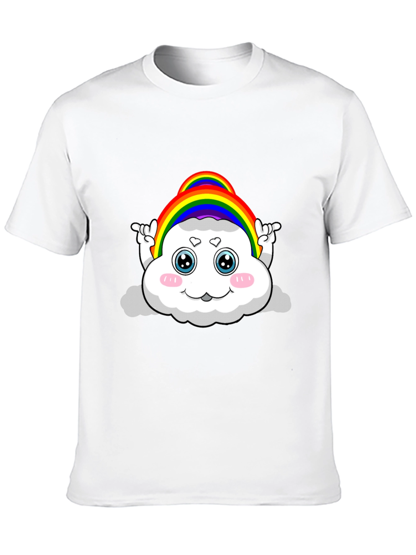 Rainbow Cloud Cartoon Graphic Black Tee