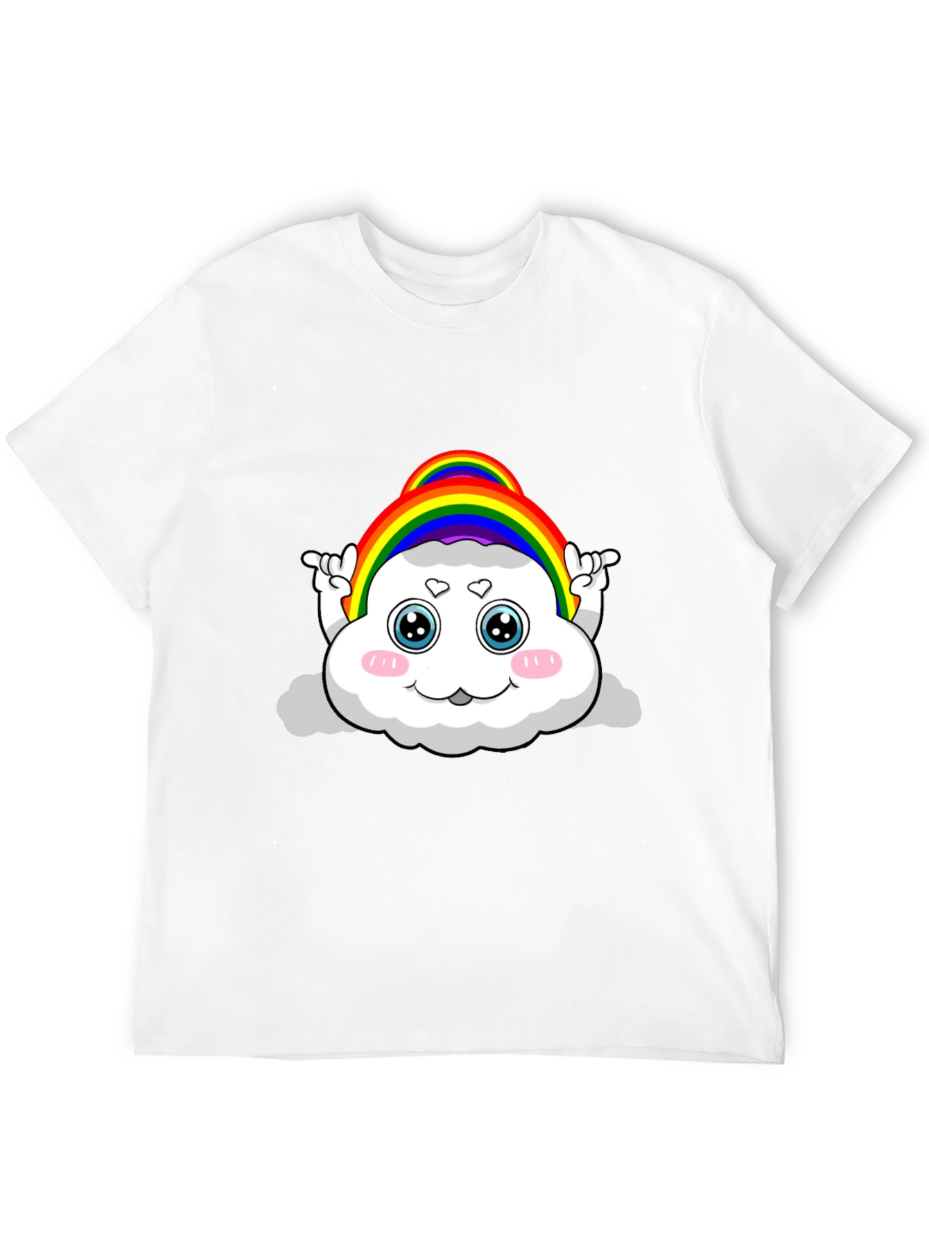 Rainbow Cloud Cartoon Graphic Black Tee