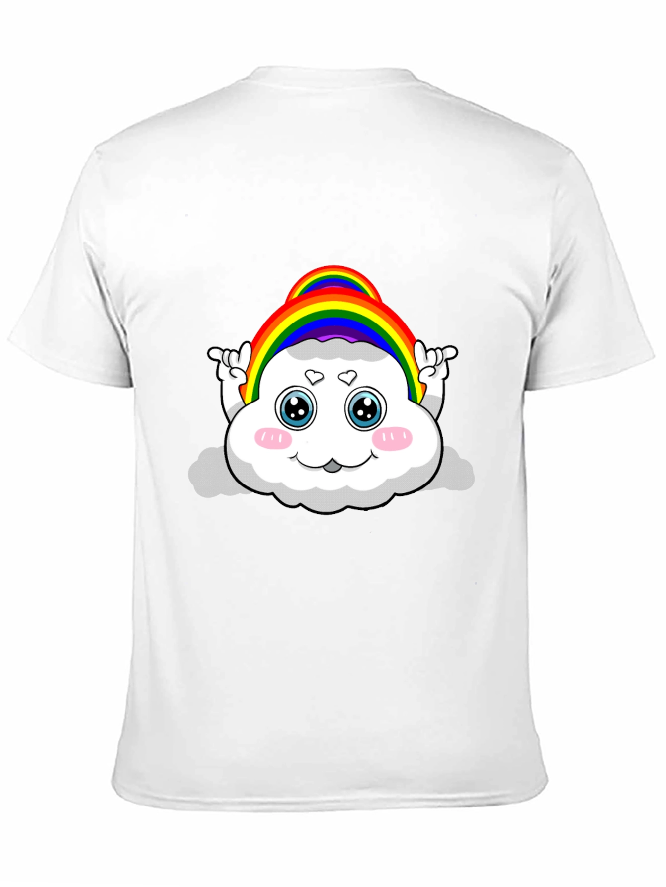 Rainbow Cloud Cartoon Graphic Black Tee