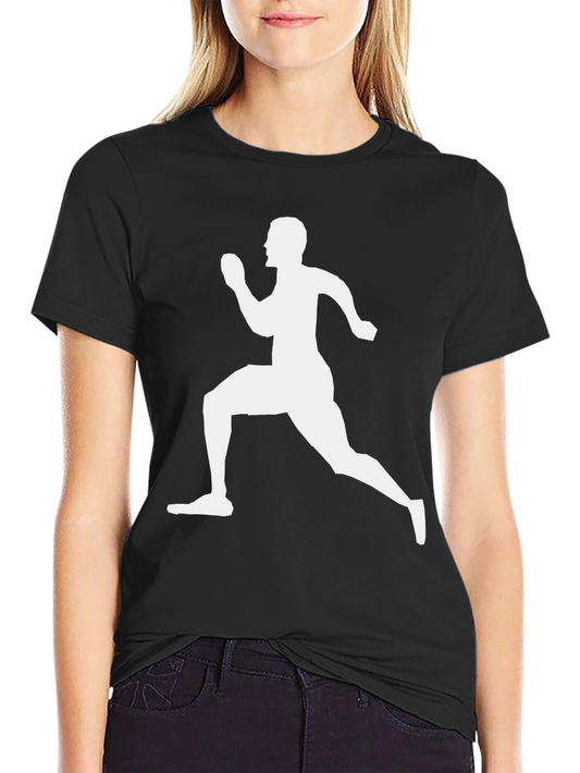 Mens Black T-Shirt with Runner Graphic
